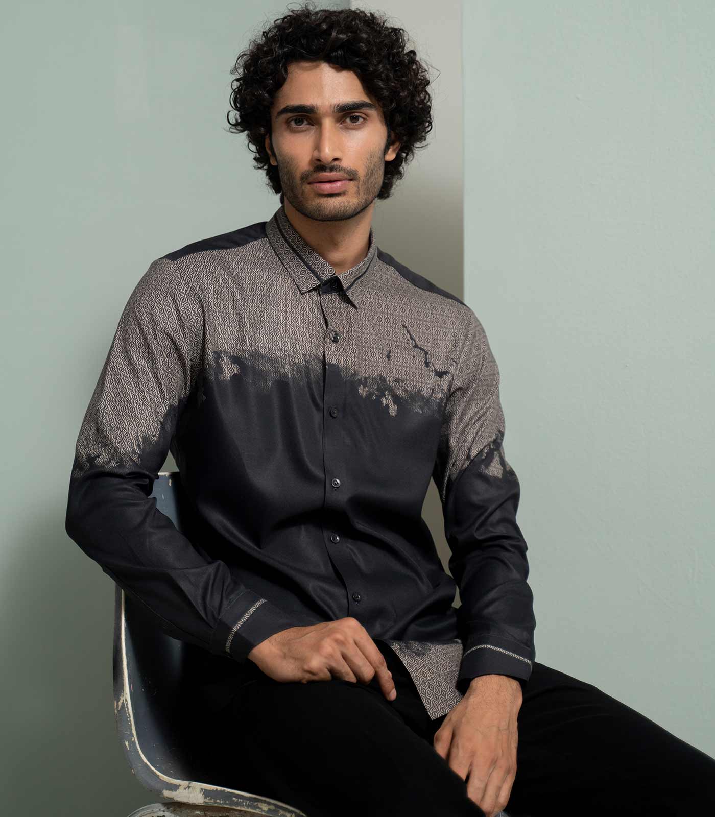 Black Grunge Diffused Shirt