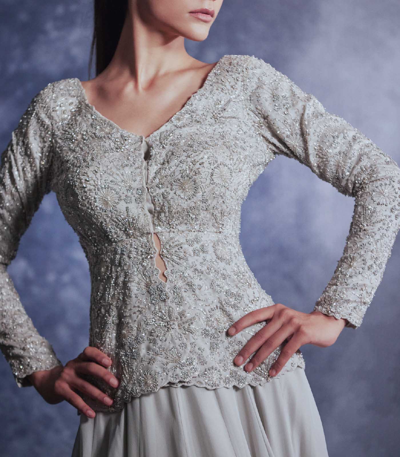 Moonlight embroidered Peplum set