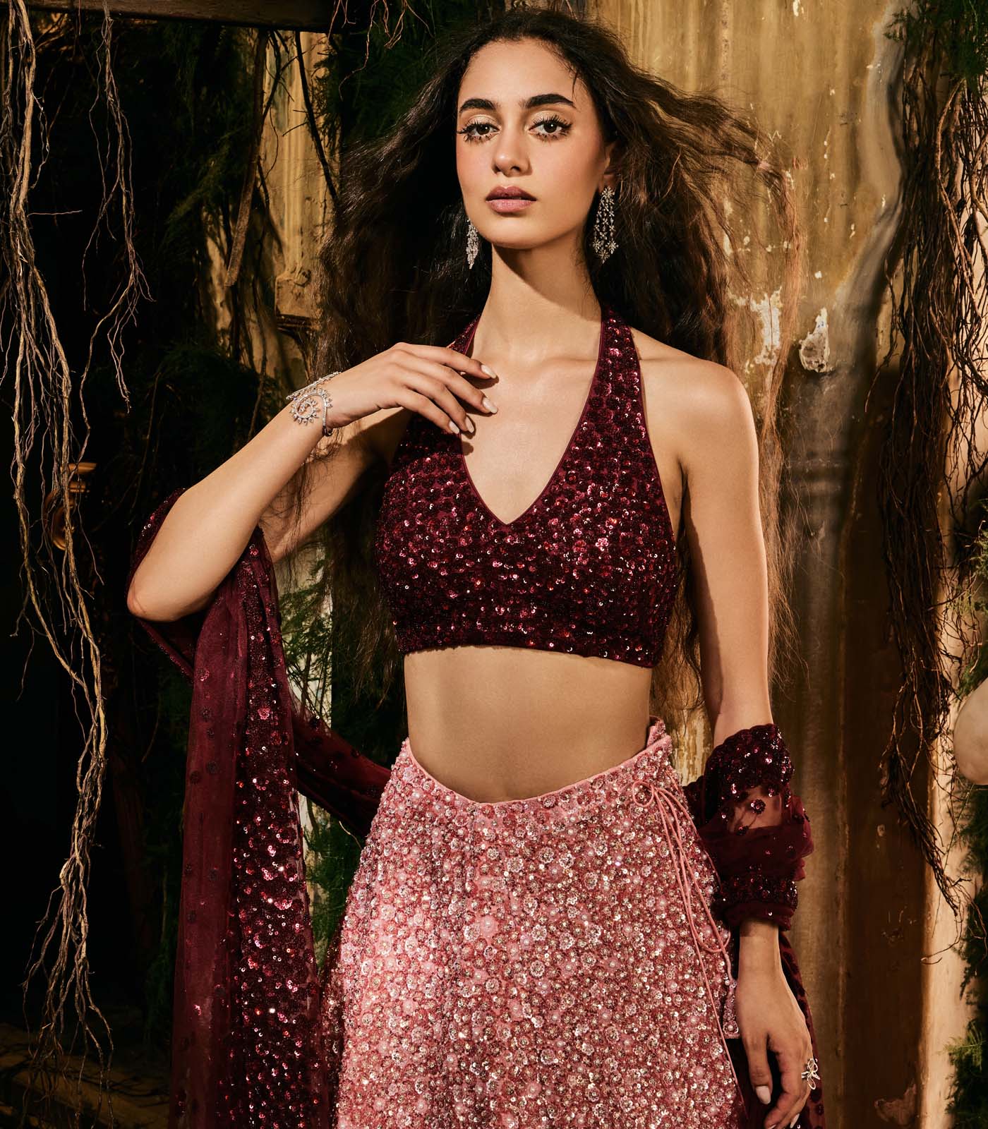 Crimson Aurora lehenga set
