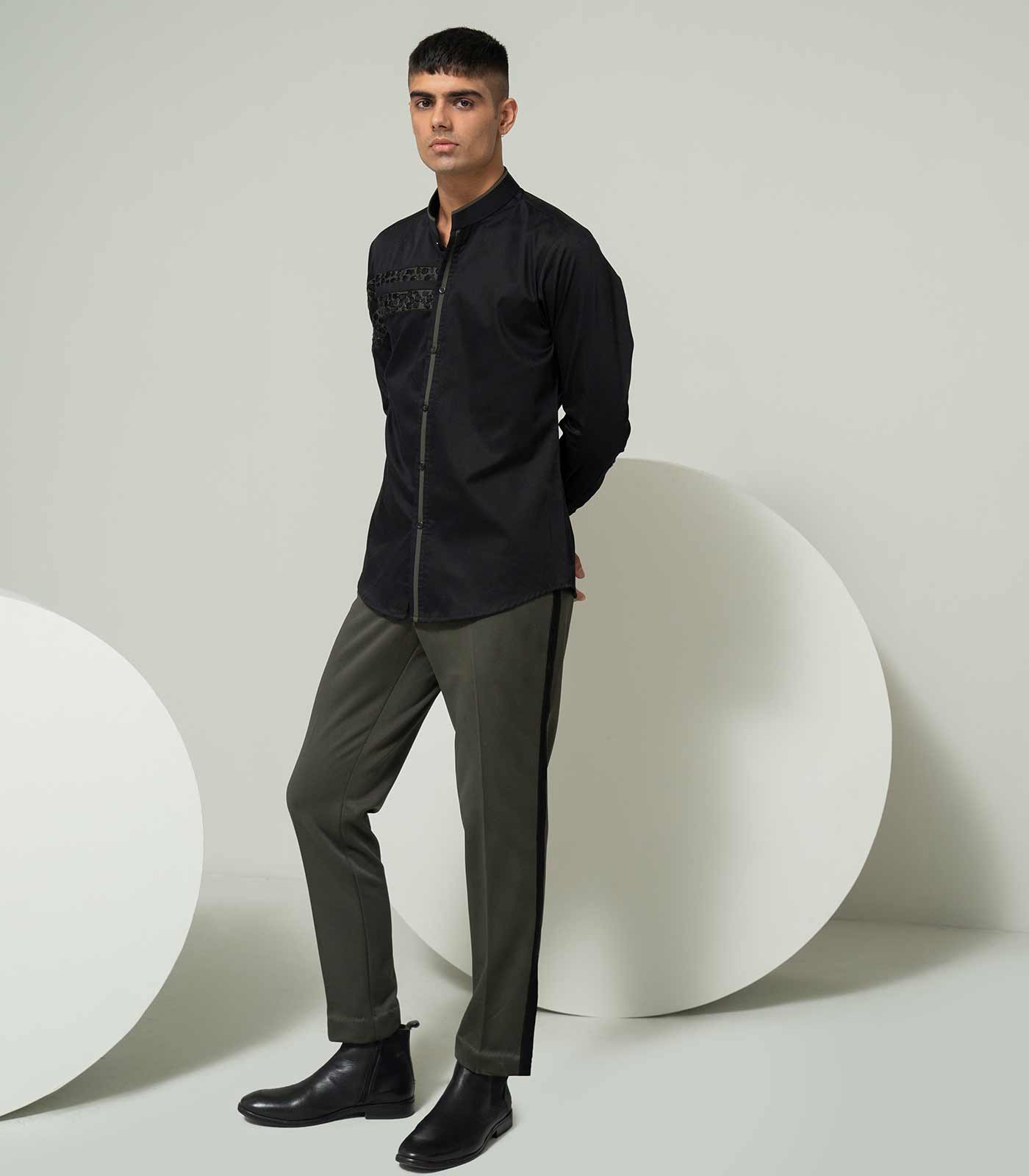 Olive camouflage stripe shirt