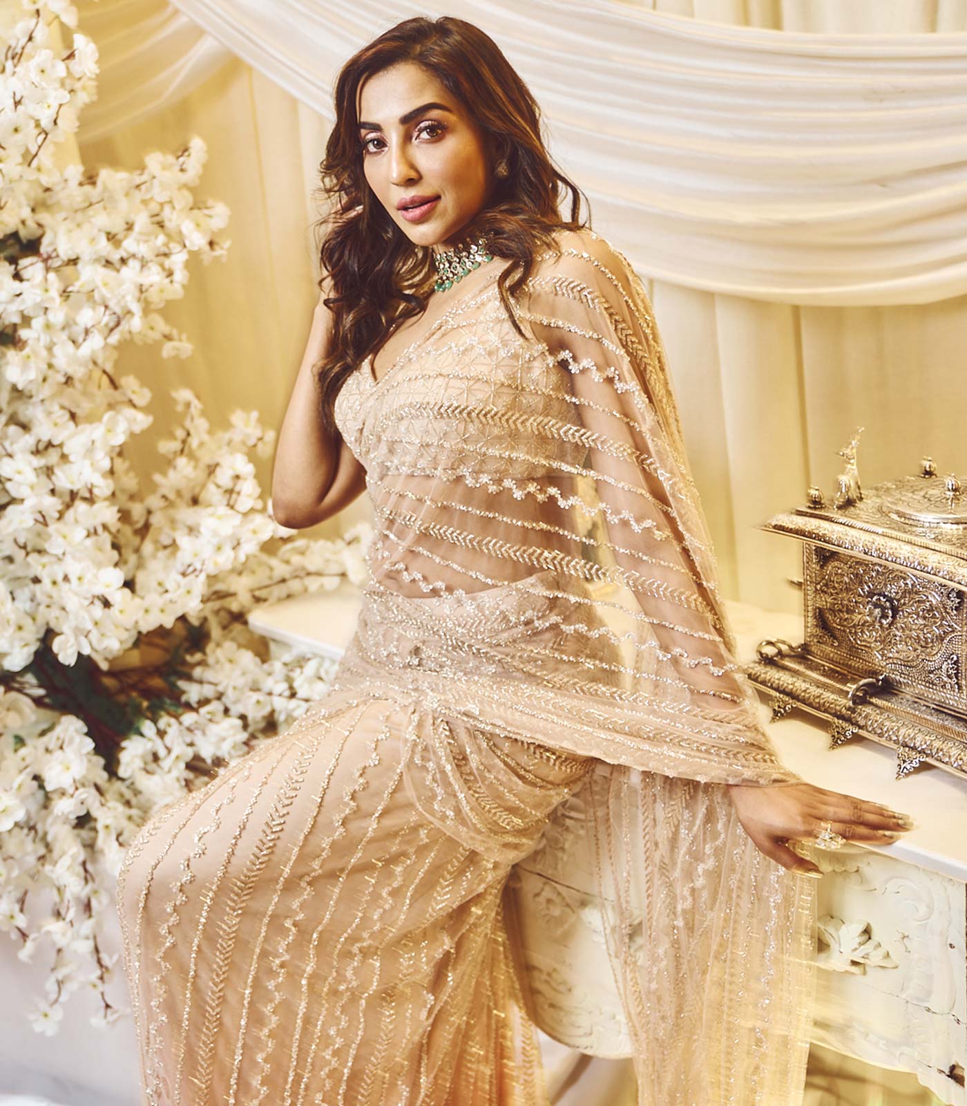 Primrose-Quartz Ombre Saree