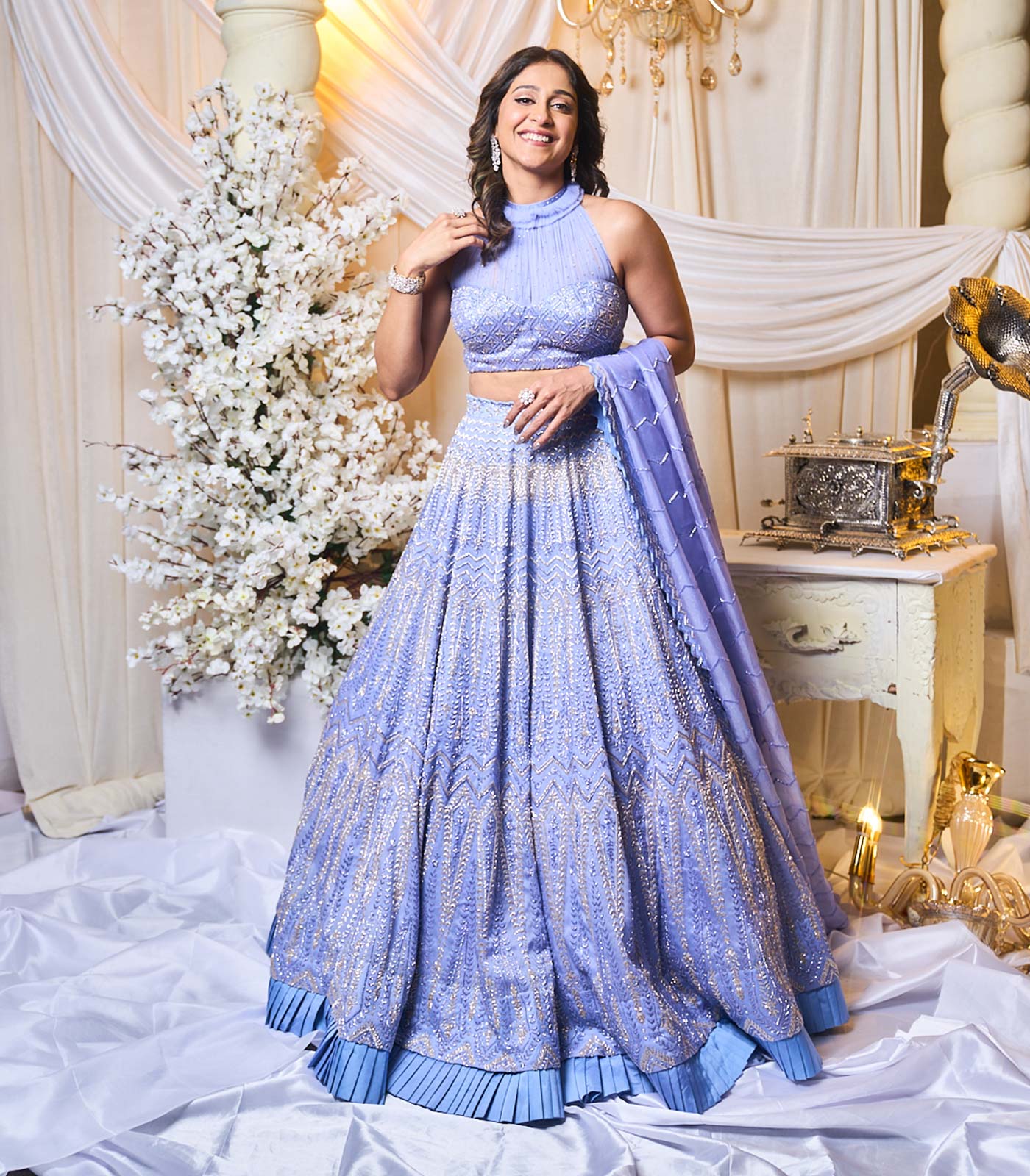 Periwinkle Blue Chevron Lehanga set