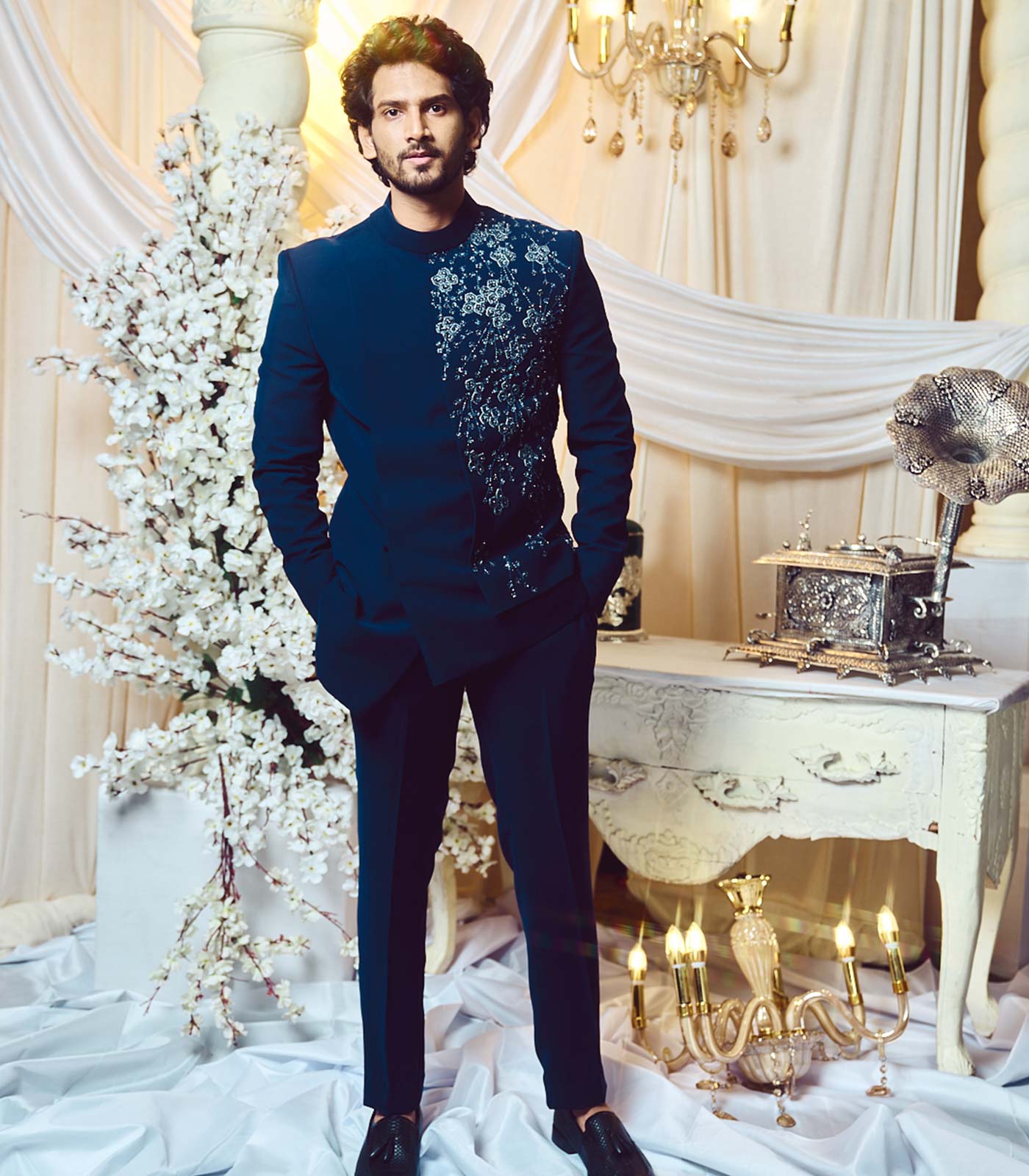 Prussian Blue Bandhgala set
