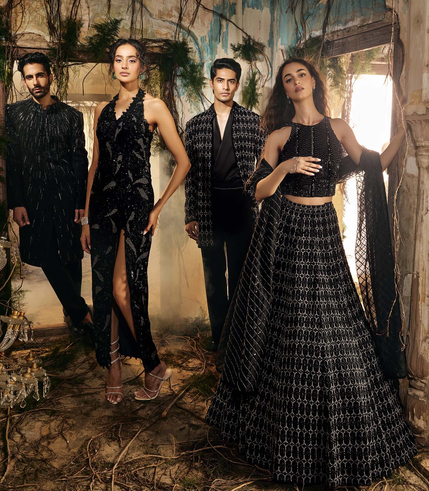 Noir mosaic lehenga set