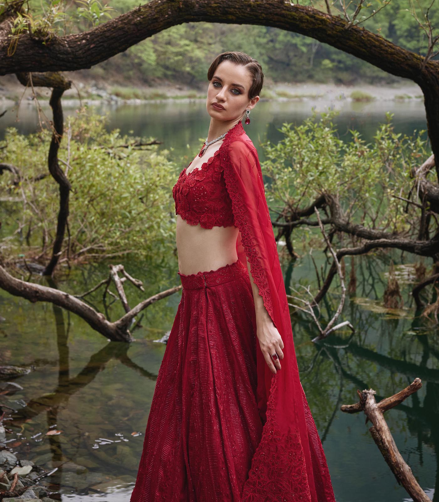 Scarlet Lehenga Set
