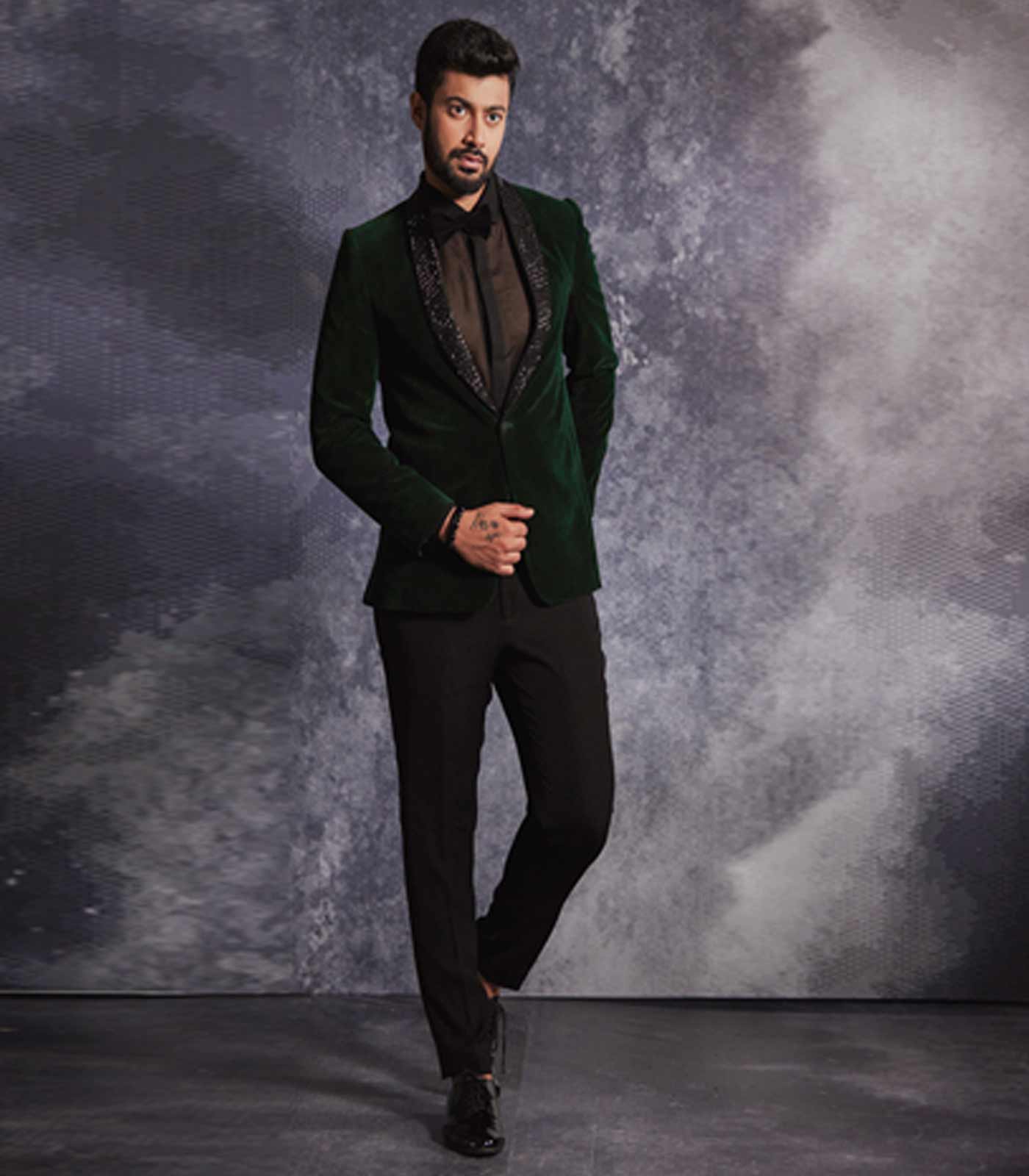 Topaz Velvet embroidered blazer set