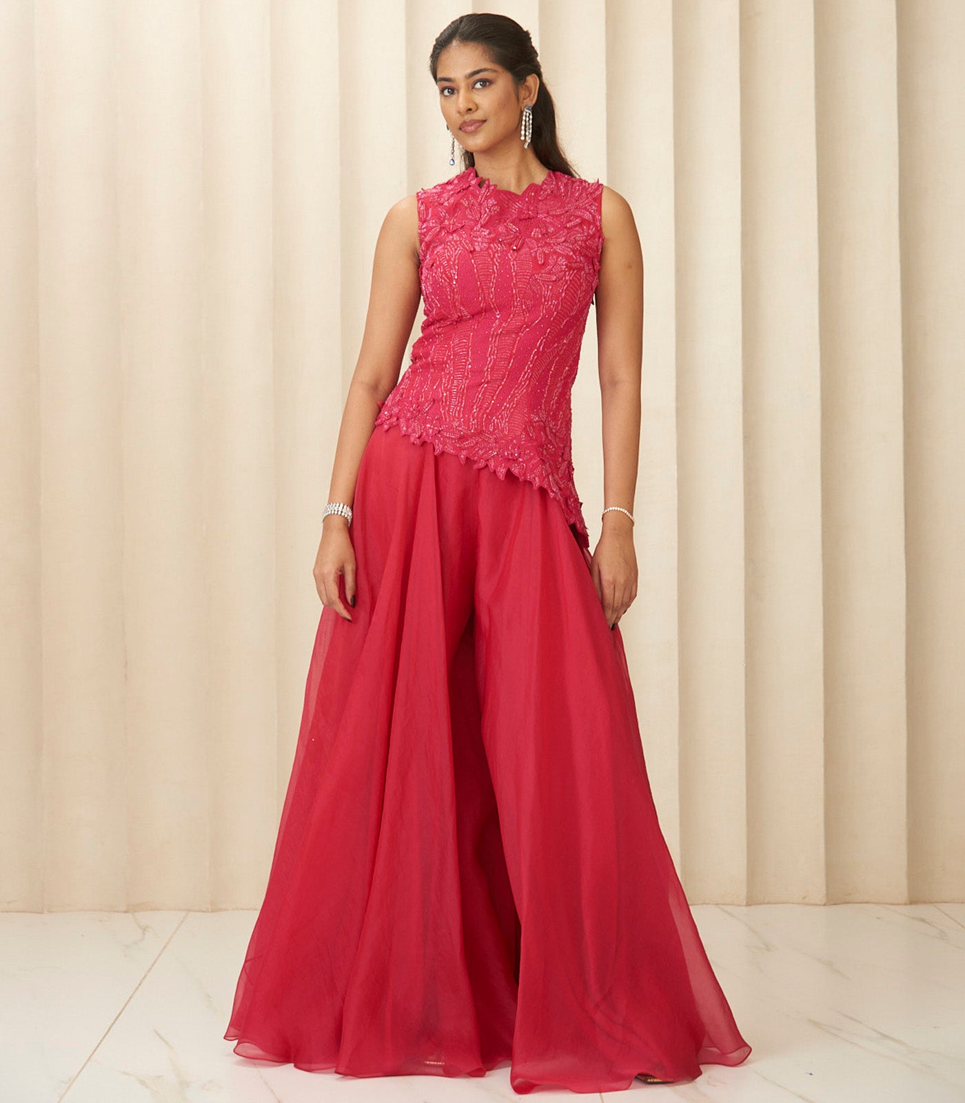 Hot pink cross peplum set