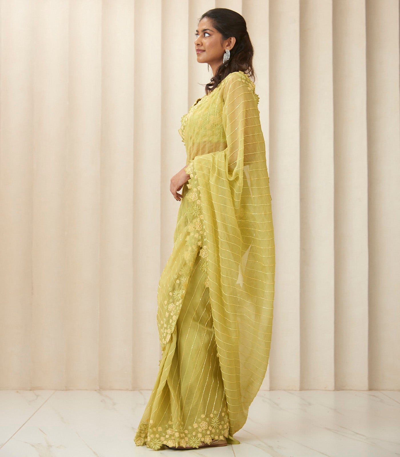 Moss green saree