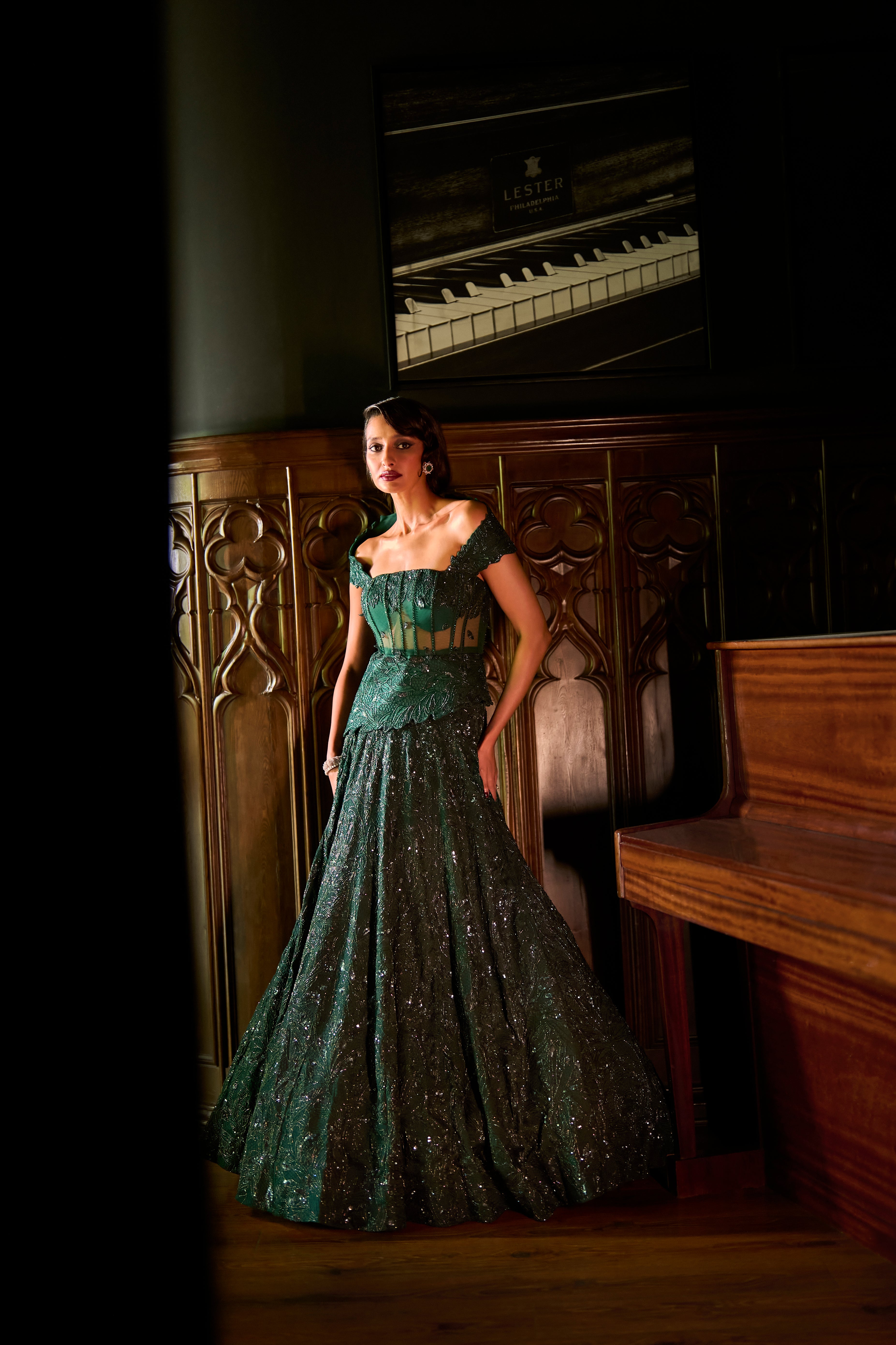 Emerald martini lehenga set
