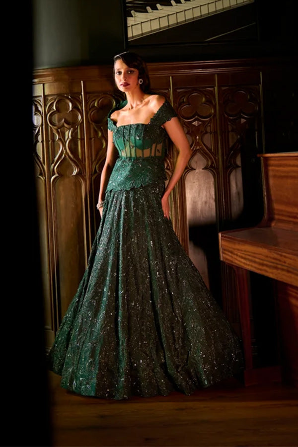 Emerald martini lehenga set