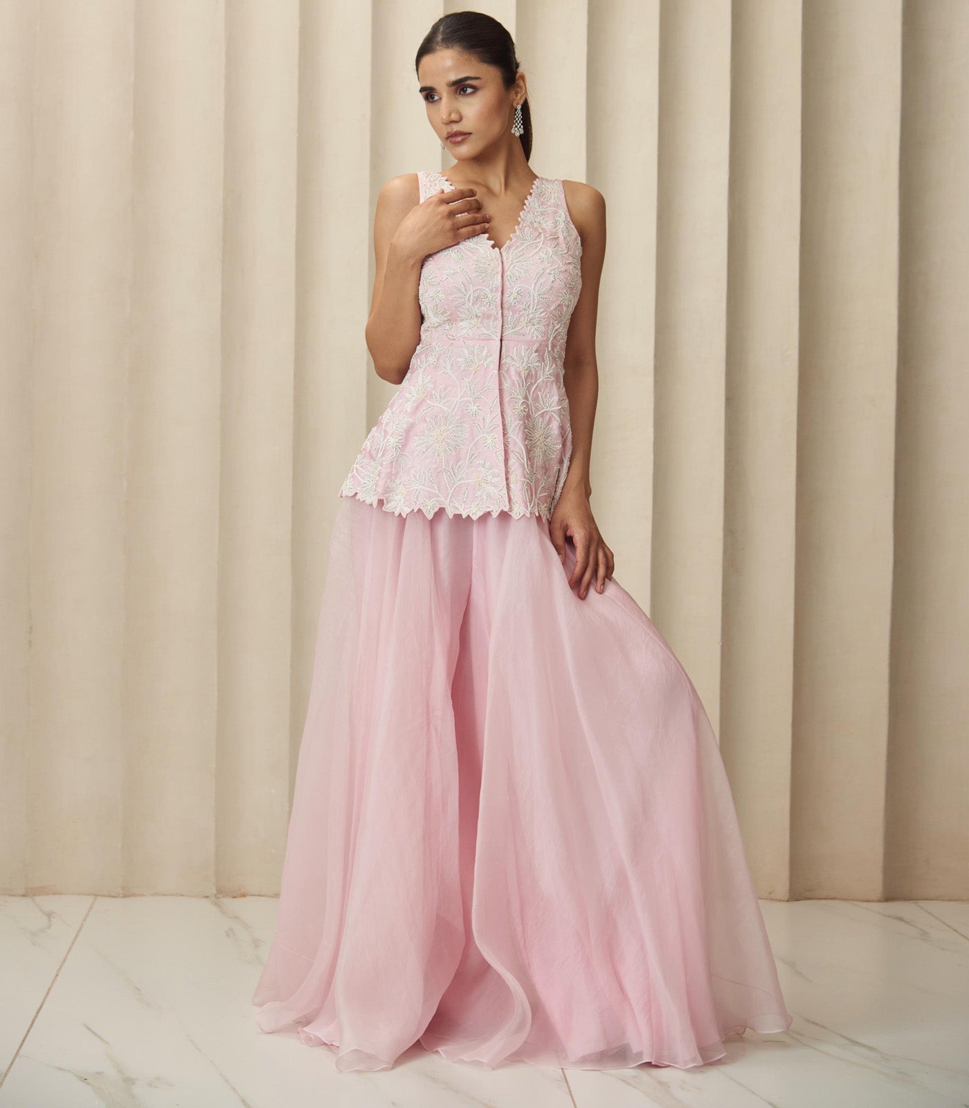Pink pearl peplum set