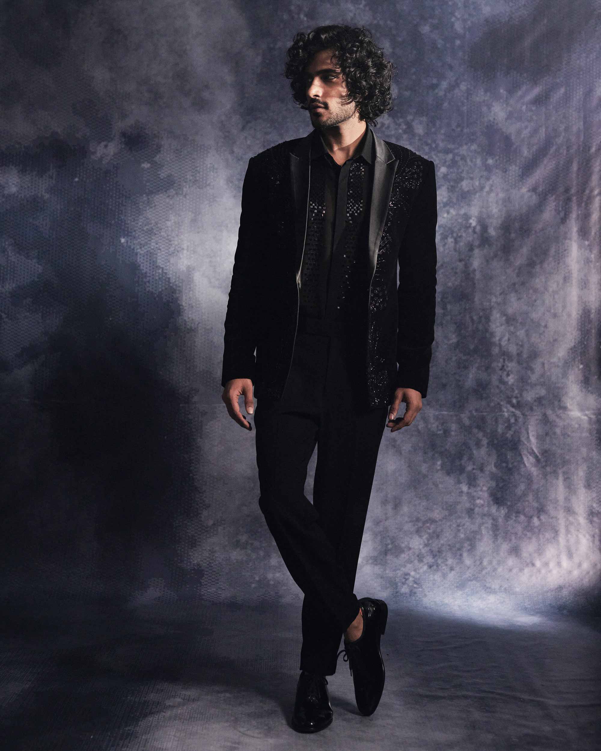 Ebony Black Panel Blazer set