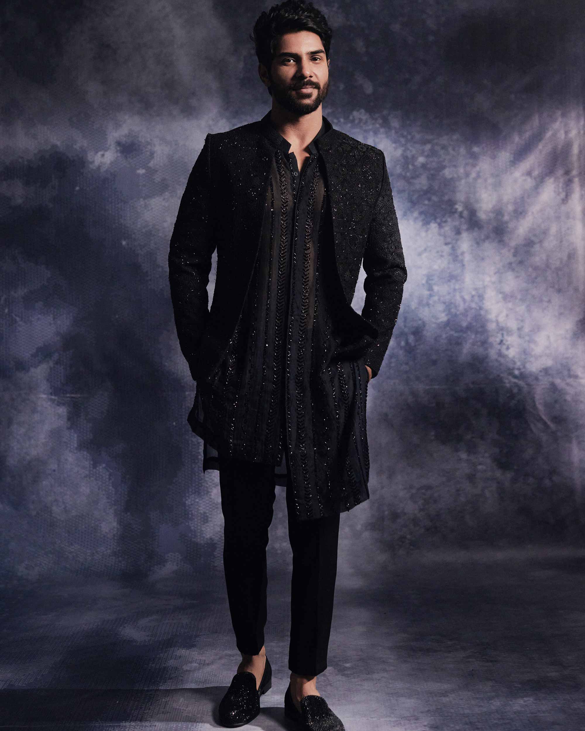 Ebony Black Anchor Open Jacket set