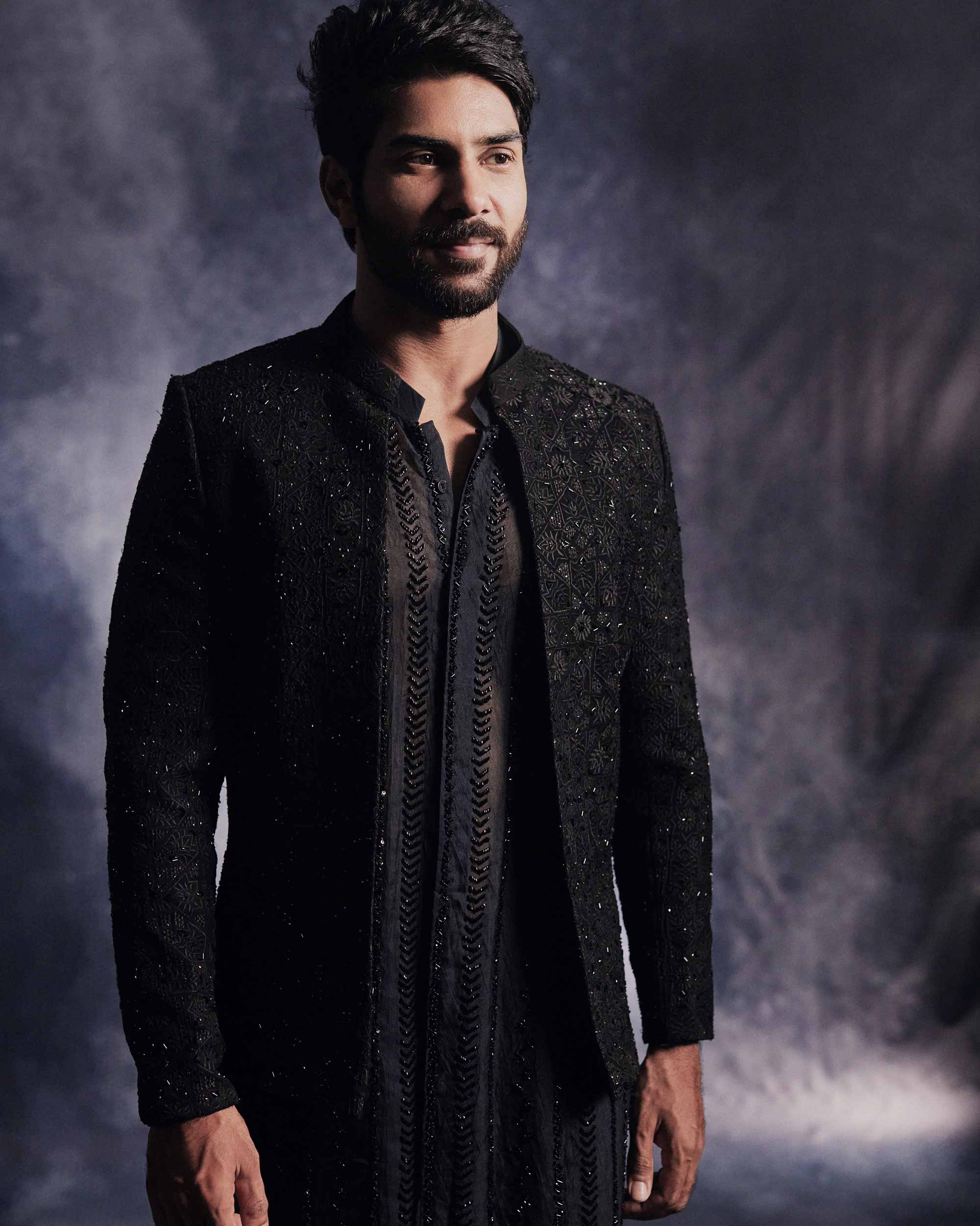 Ebony Black Anchor Open Jacket set