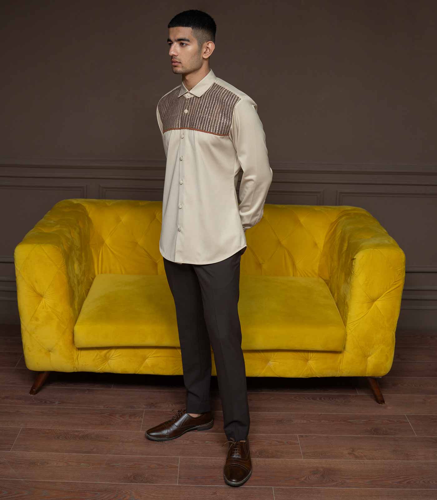 British Taupe Patch Cross Patch Shirt