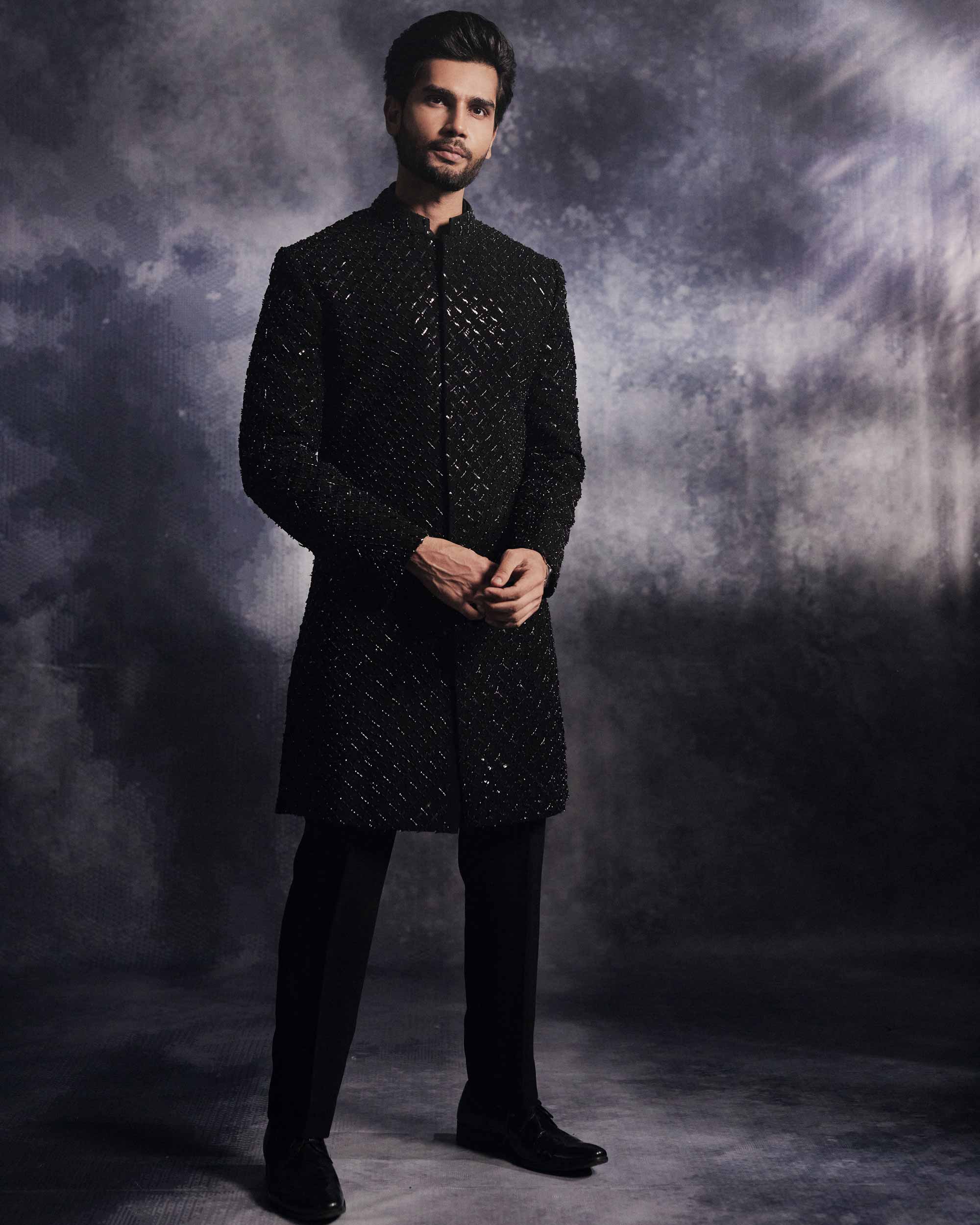 Ebony Black Cadence Sherwani Set