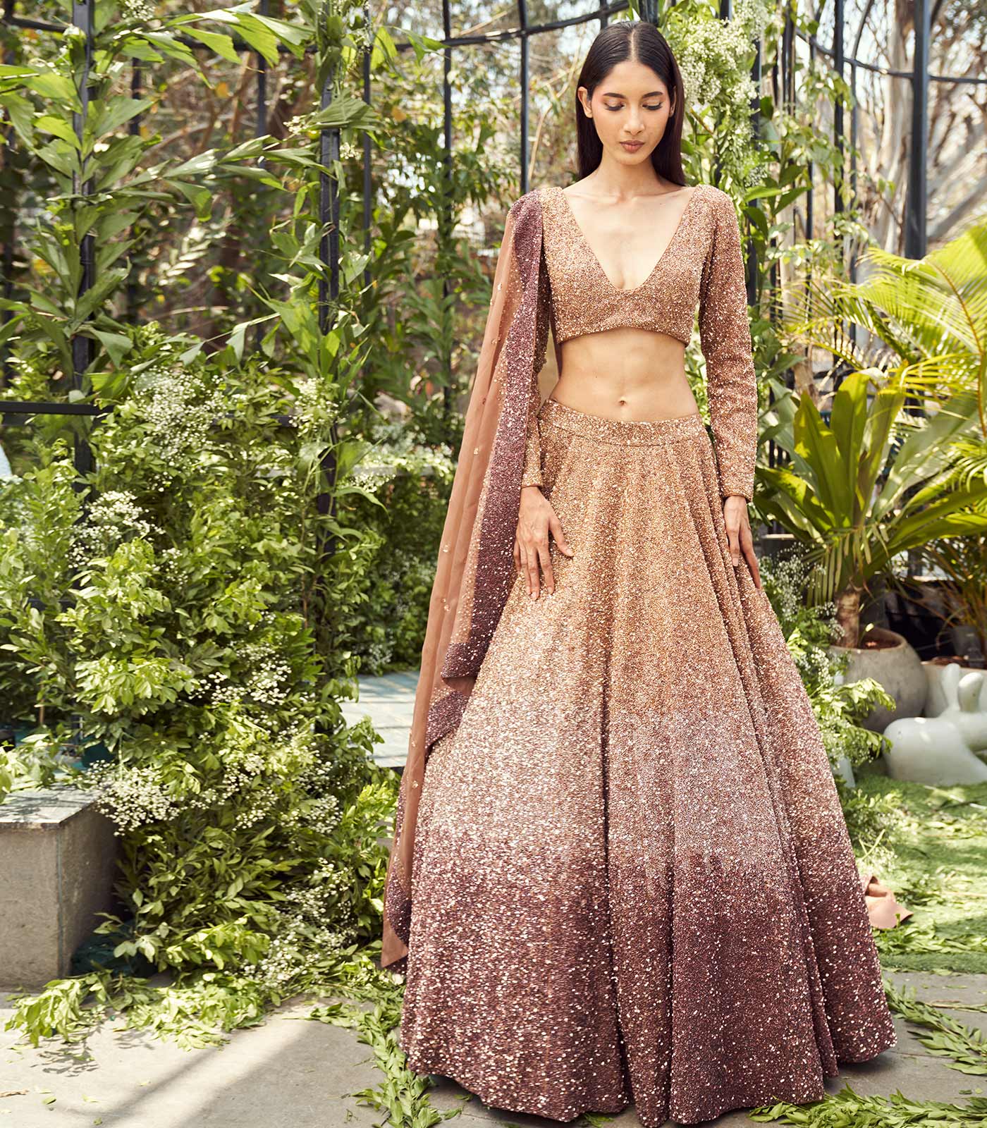 Ombre sequins lehenga