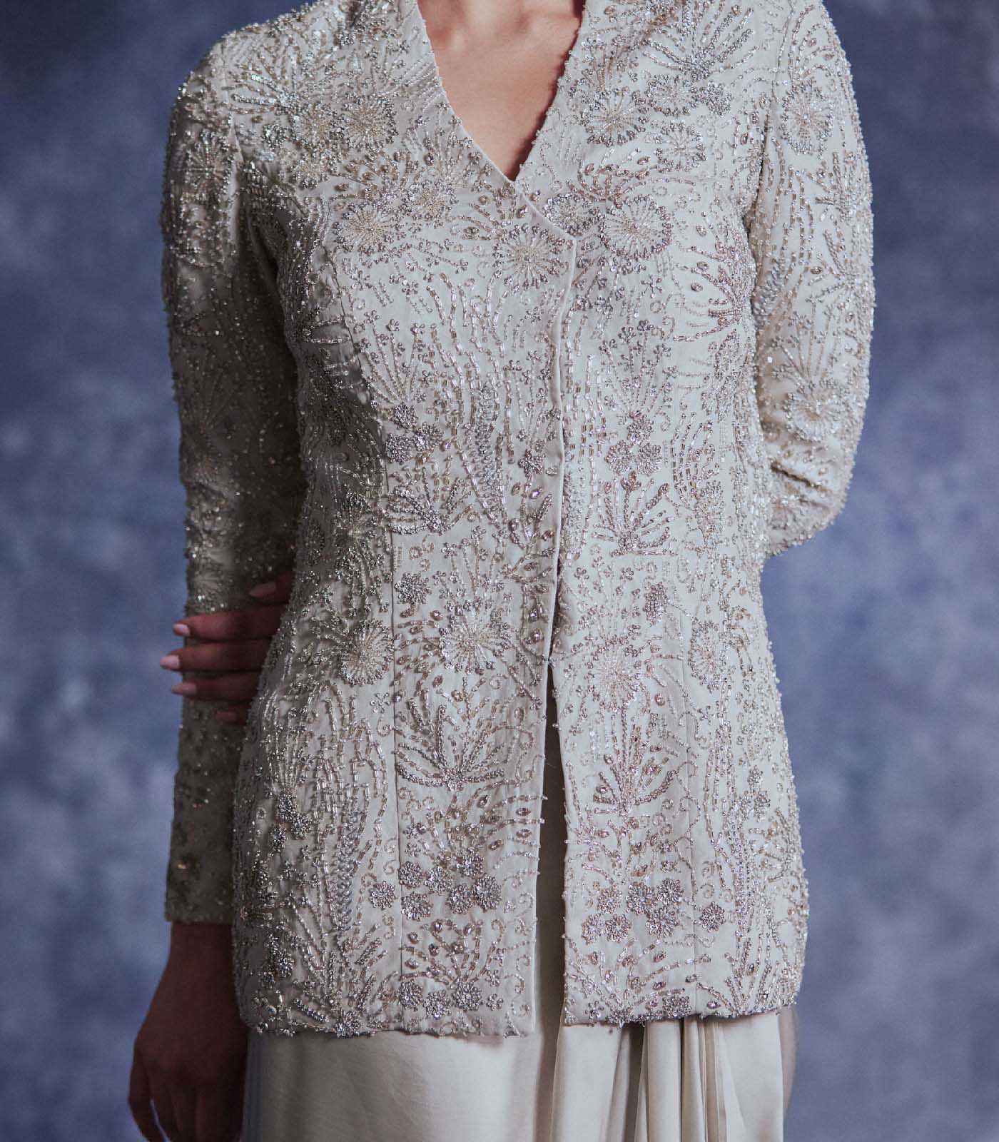 Moonlight embroidered jacket skirt set