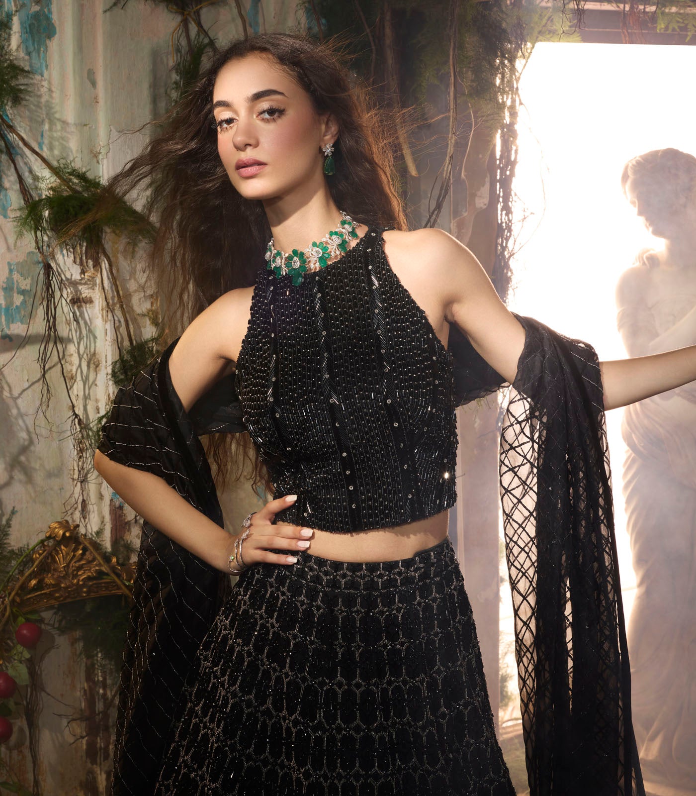 Noir mosaic lehenga set