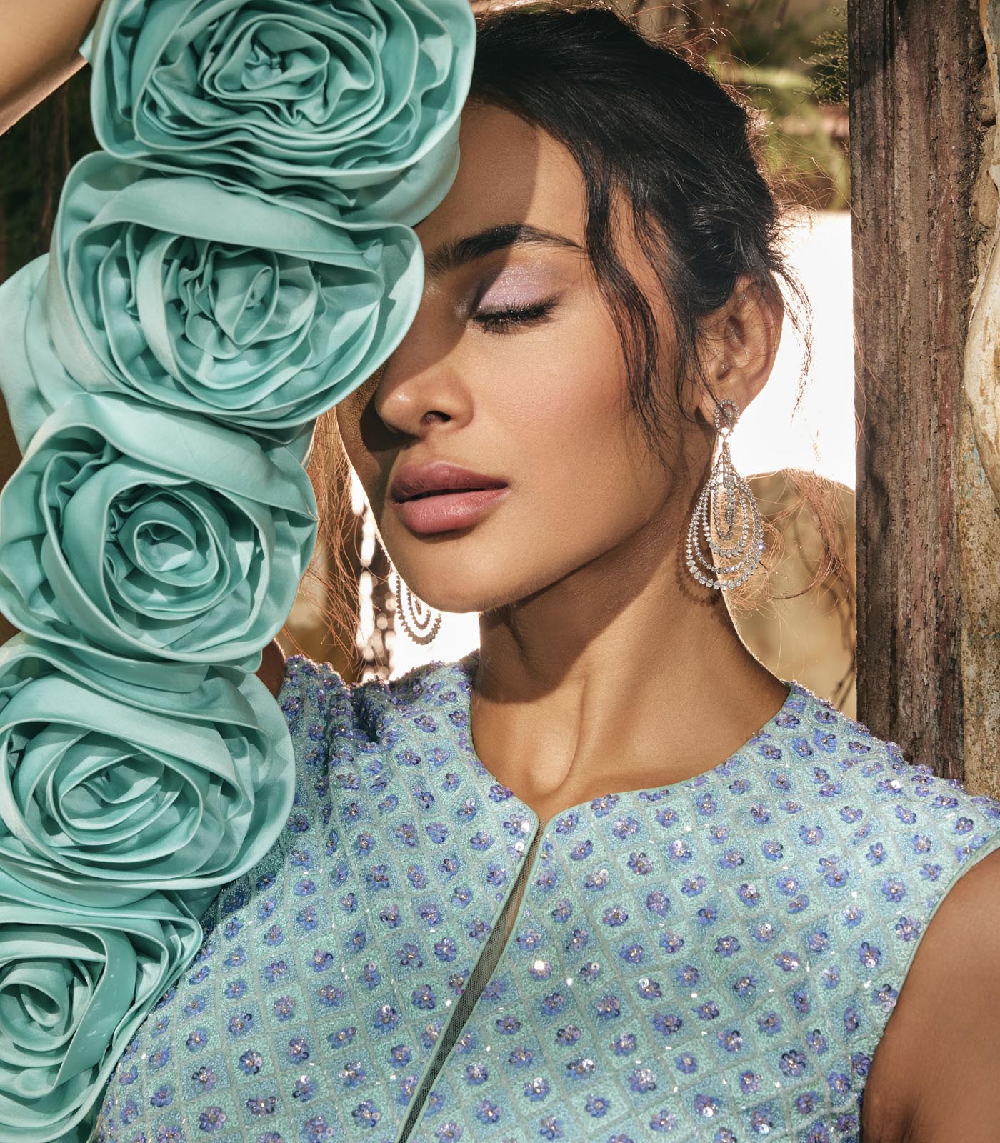 Aqua bloom lehenga set