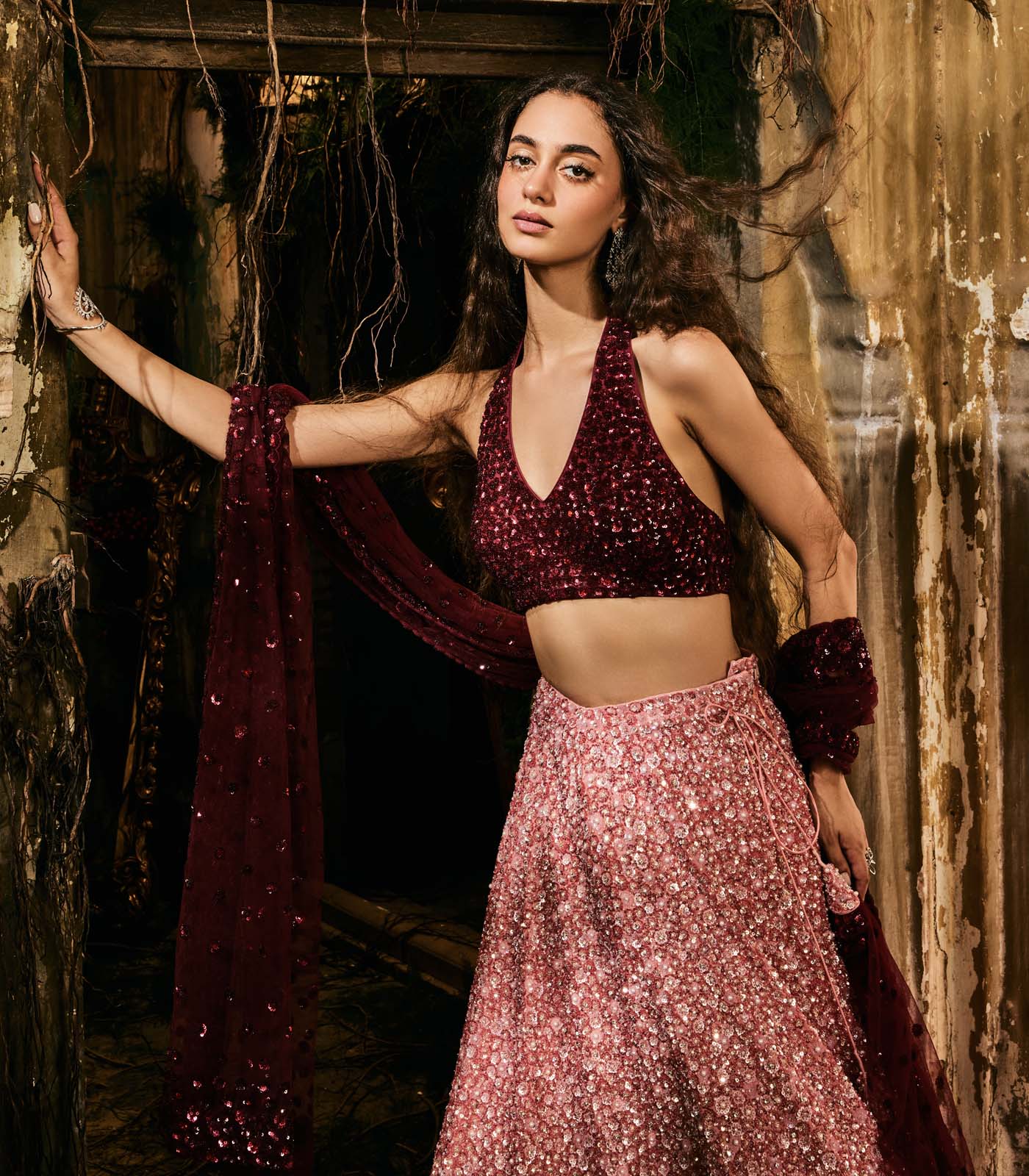 Crimson Aurora lehenga set