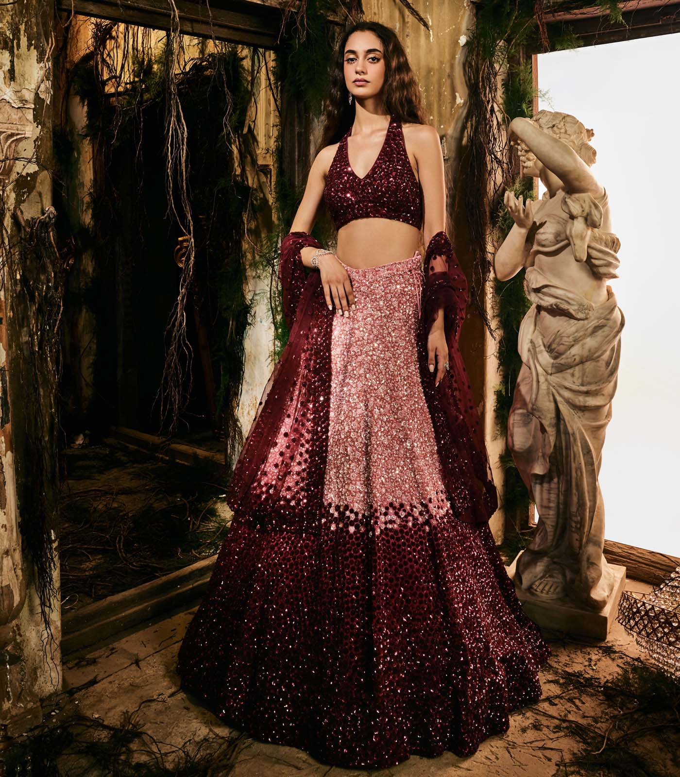 Crimson Aurora lehenga set