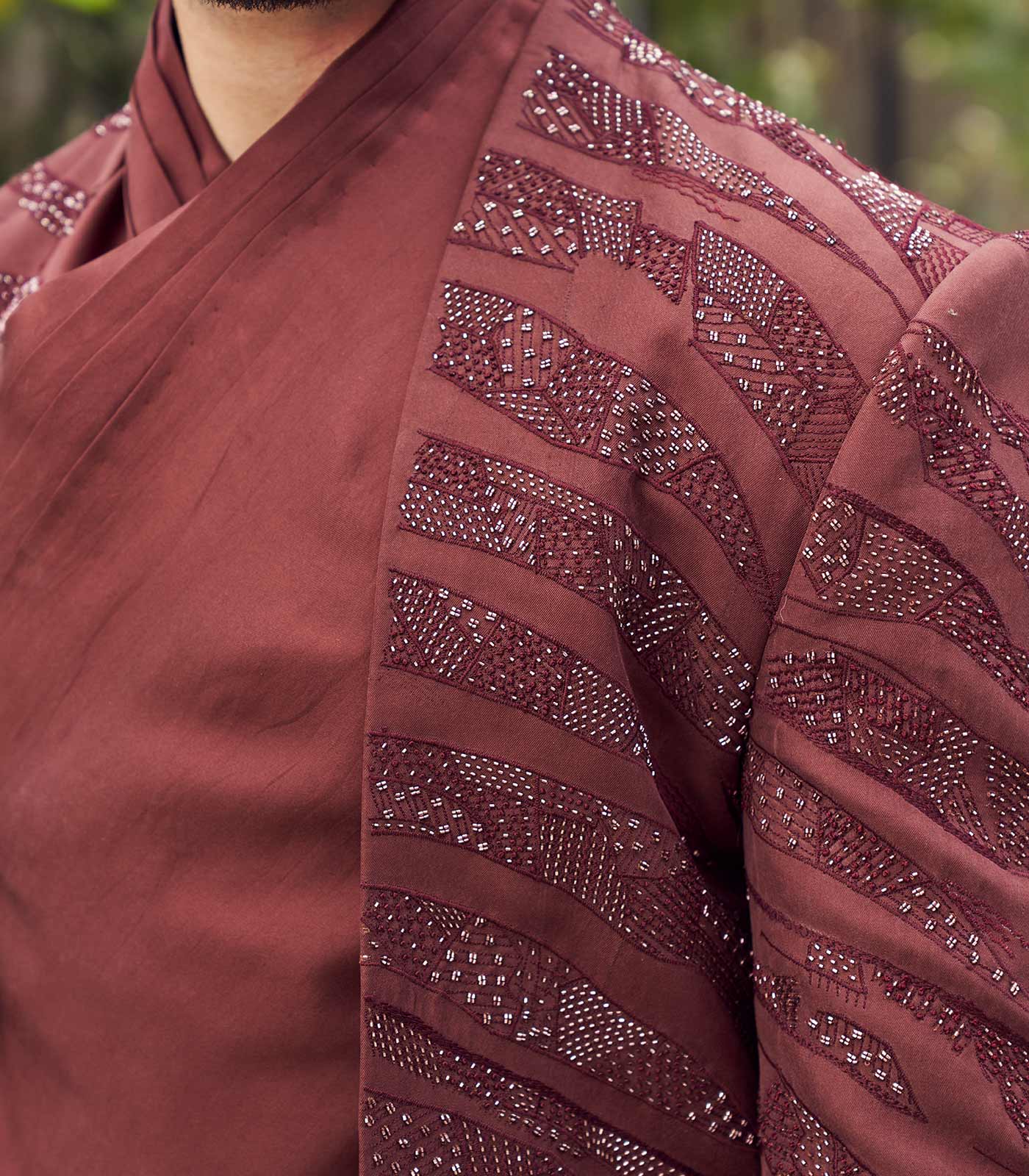 Russet brown open jacket set