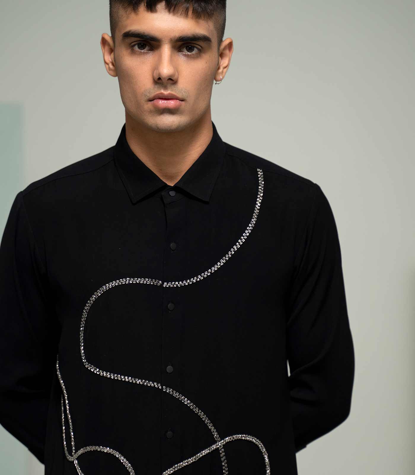 Black Metallic Chain Shirt