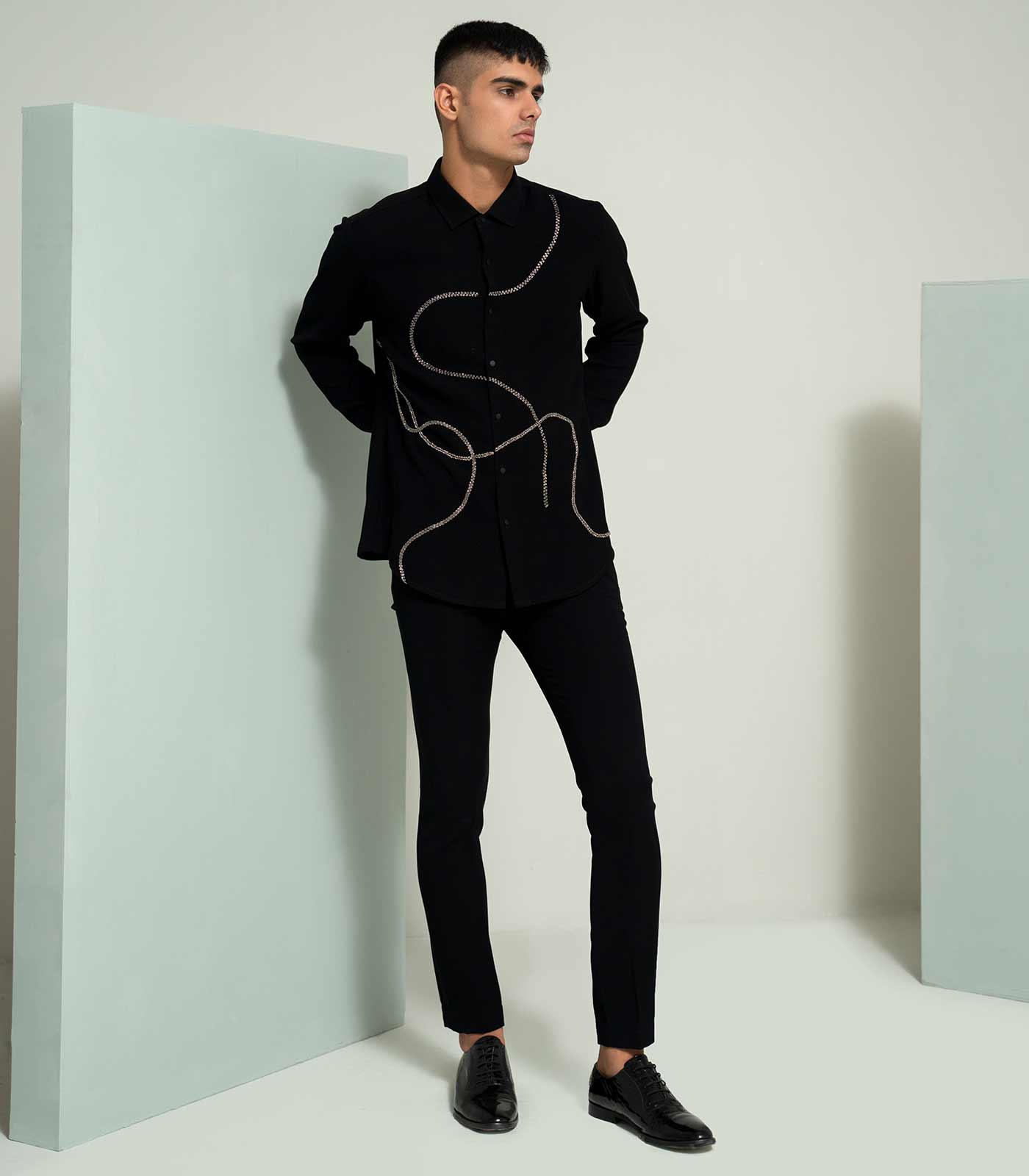 Black Metallic Chain Shirt