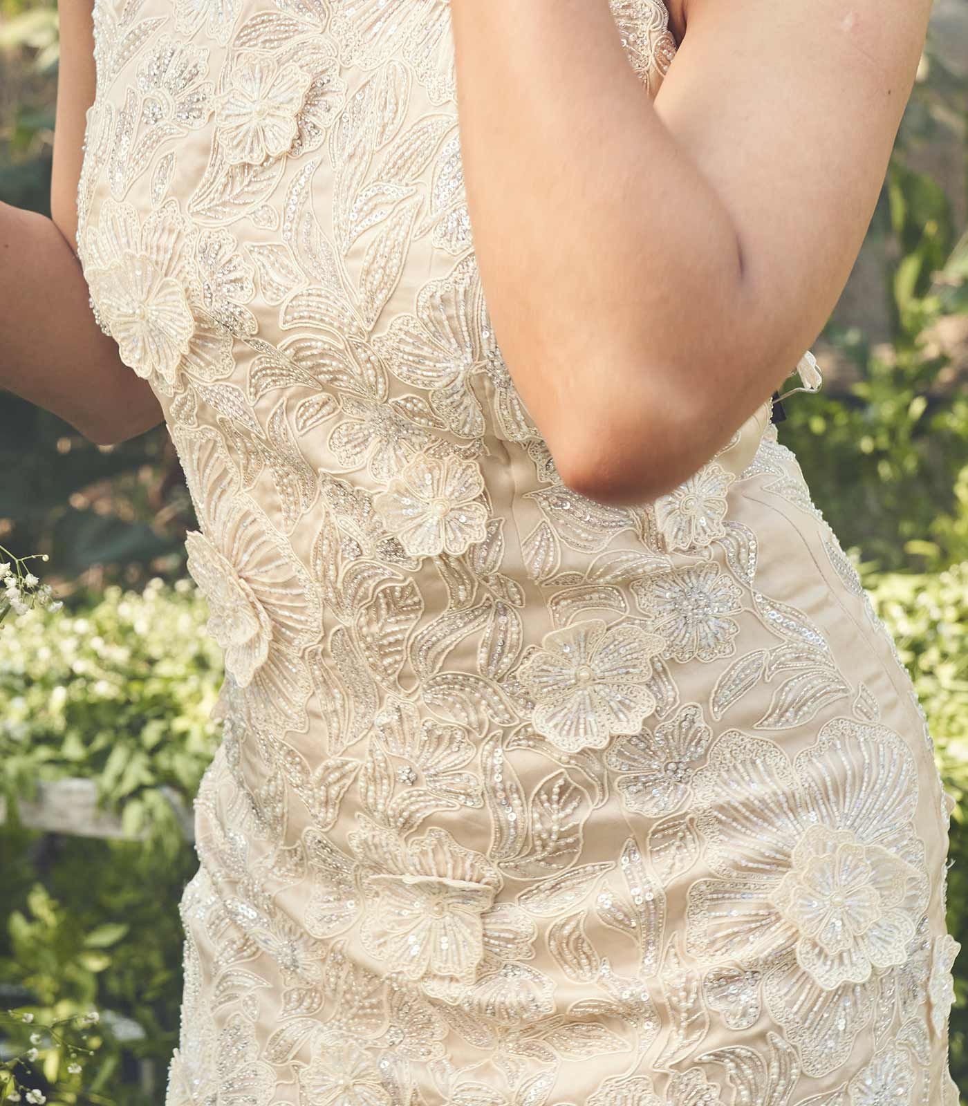 White floral slit dress