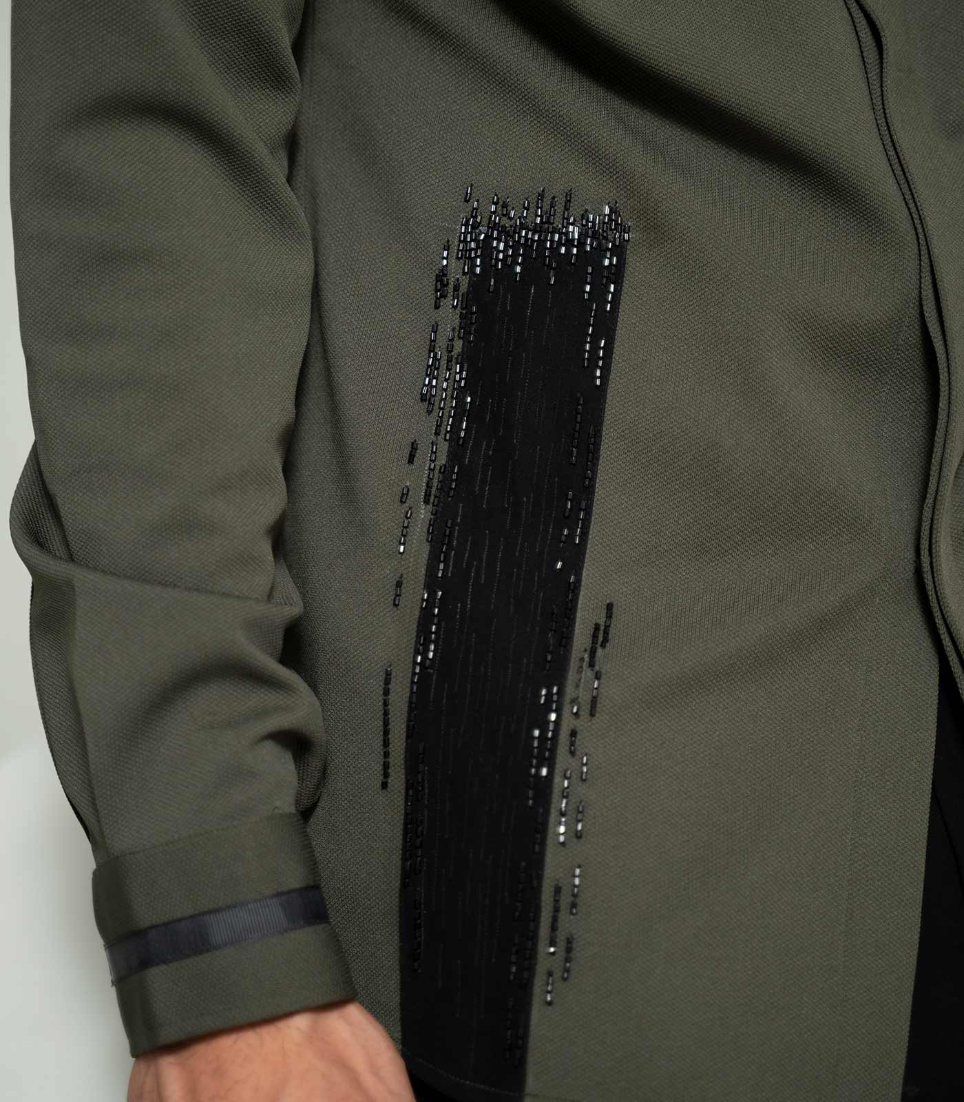 Olive embroidered Streak Shirt