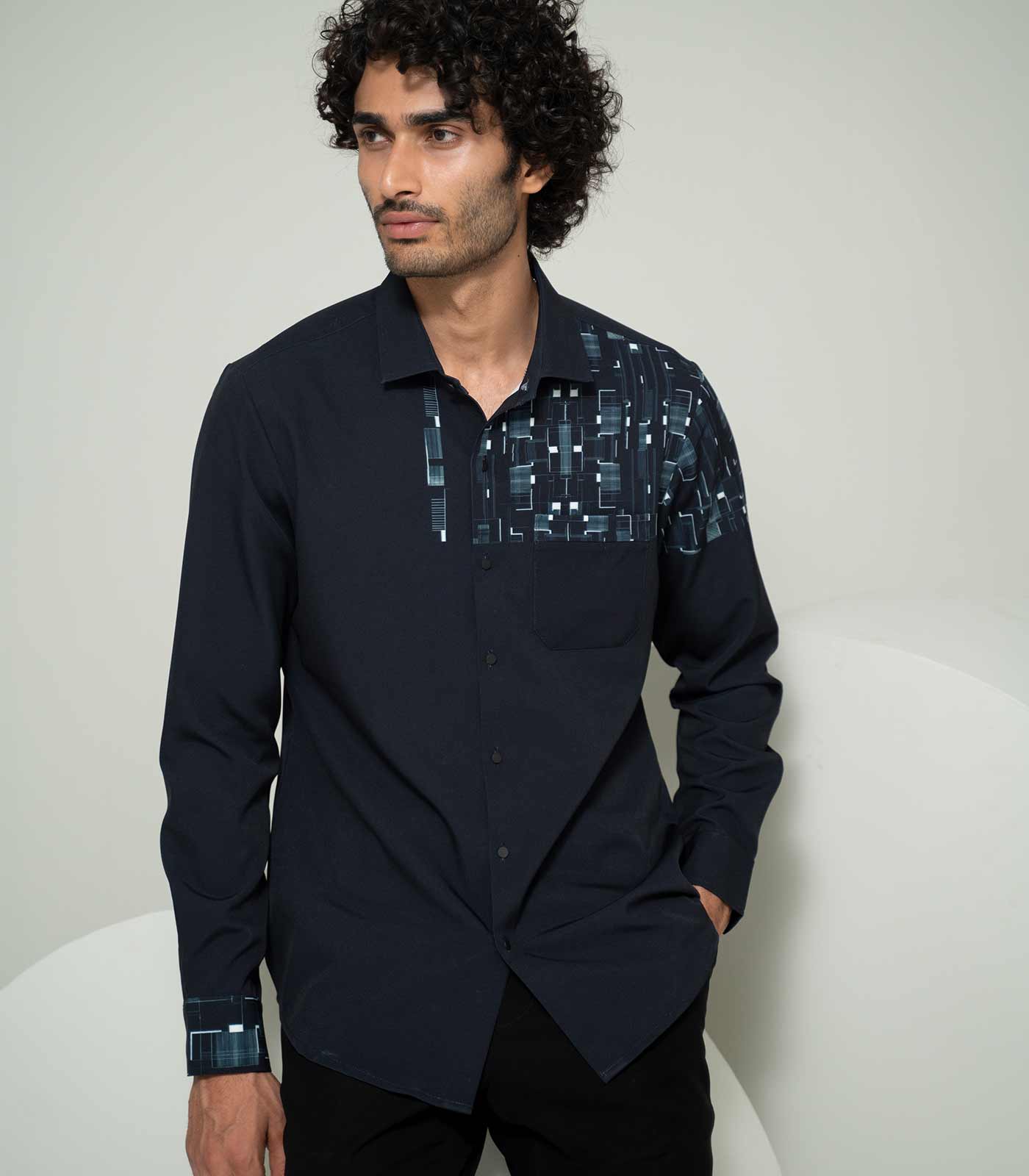 Black Diffused Block shirt