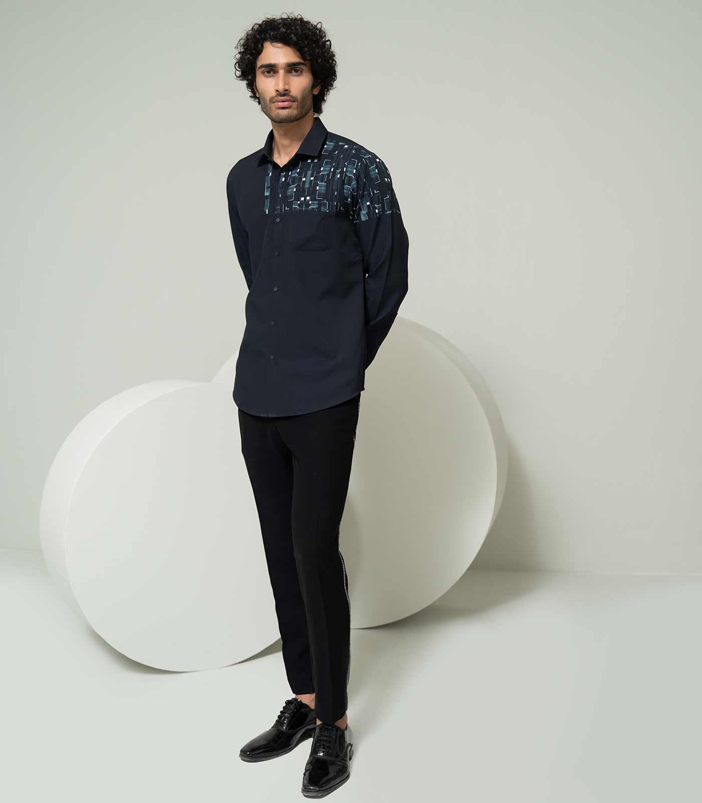 Black Diffused Block shirt