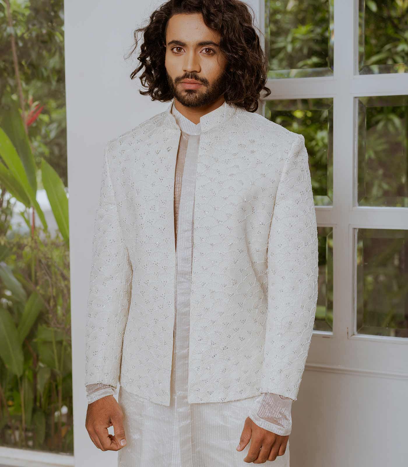 Seashell White Open Jacket set