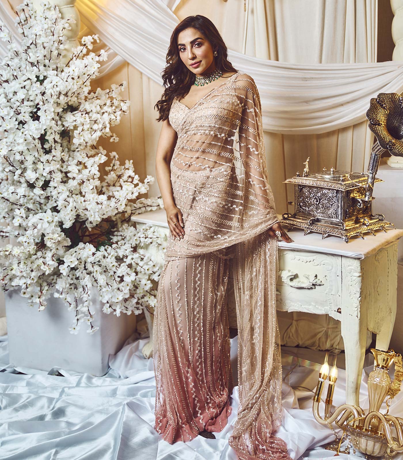 Primrose-Quartz Ombre Saree