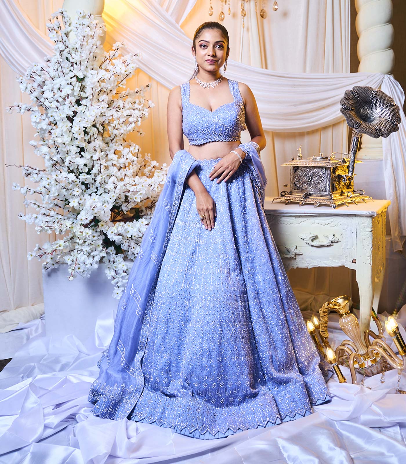 Periwinkle Blue Recital Lehanga set