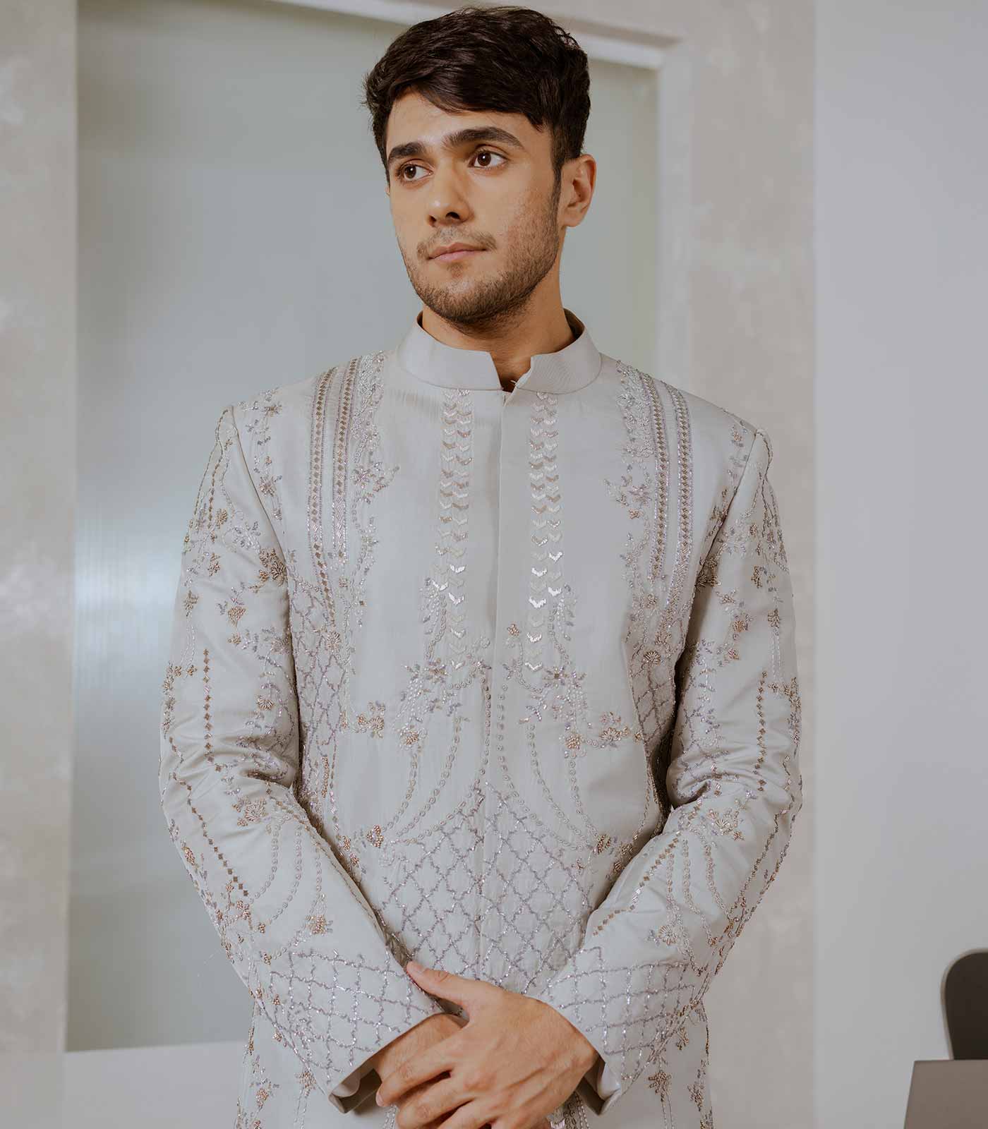 Silver Charm Deco Sherwani set