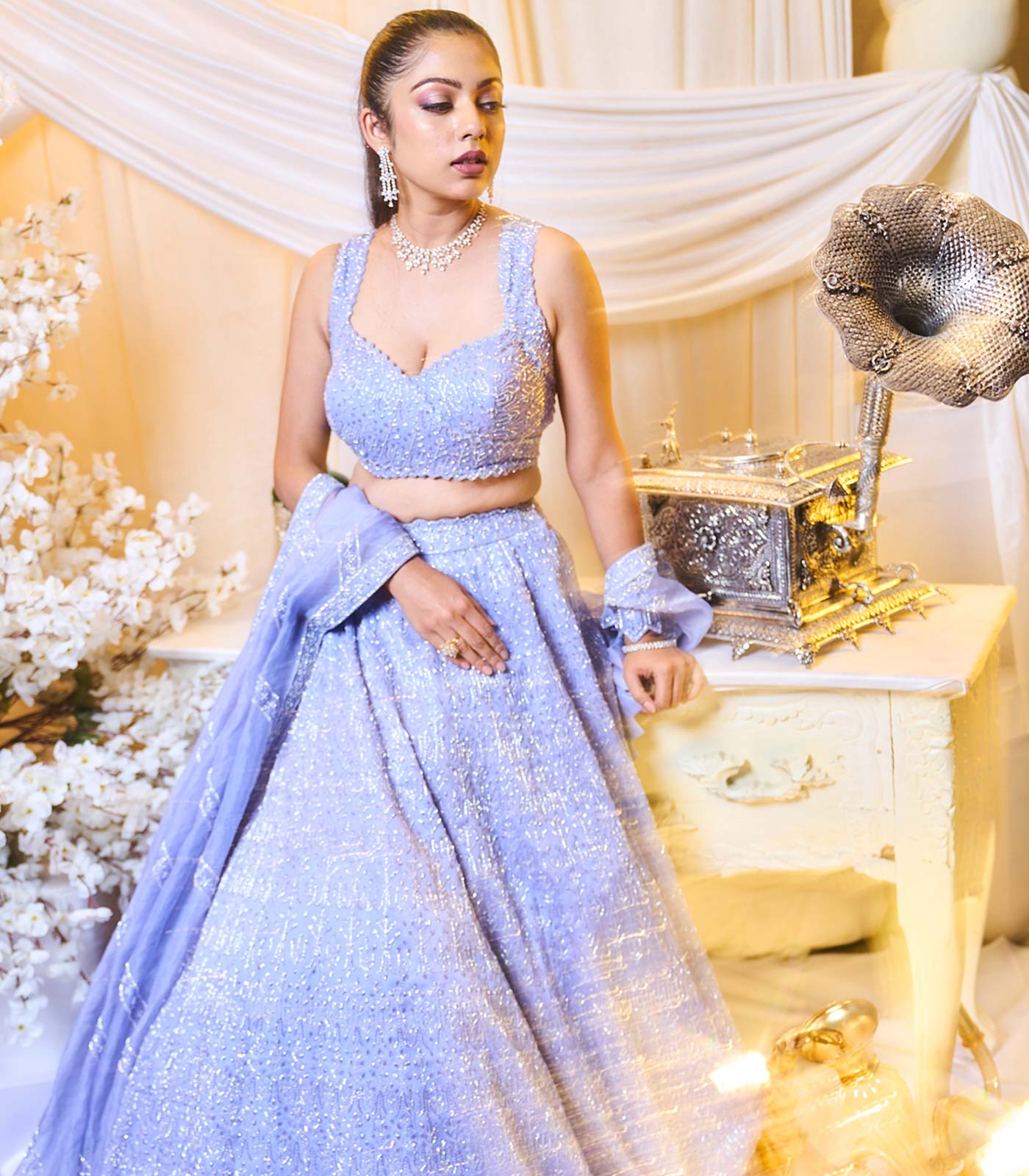 Periwinkle Blue Recital Lehanga set