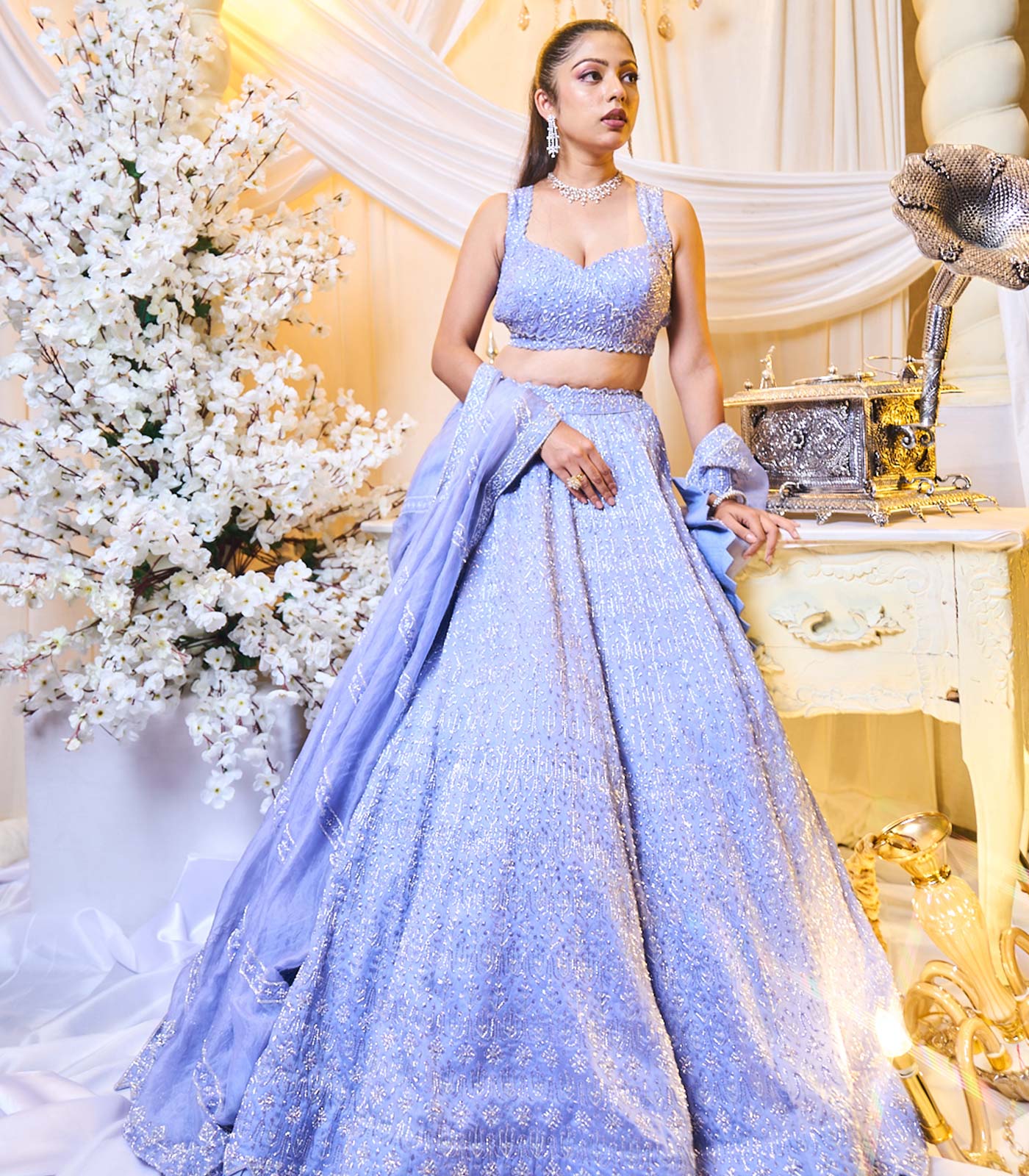 Periwinkle Blue Recital Lehanga set