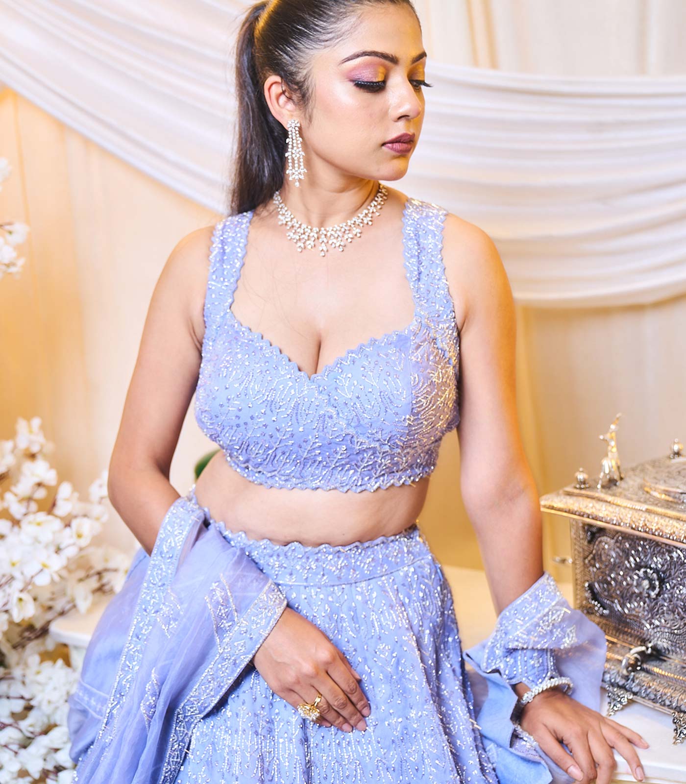 Periwinkle Blue Recital Lehanga set