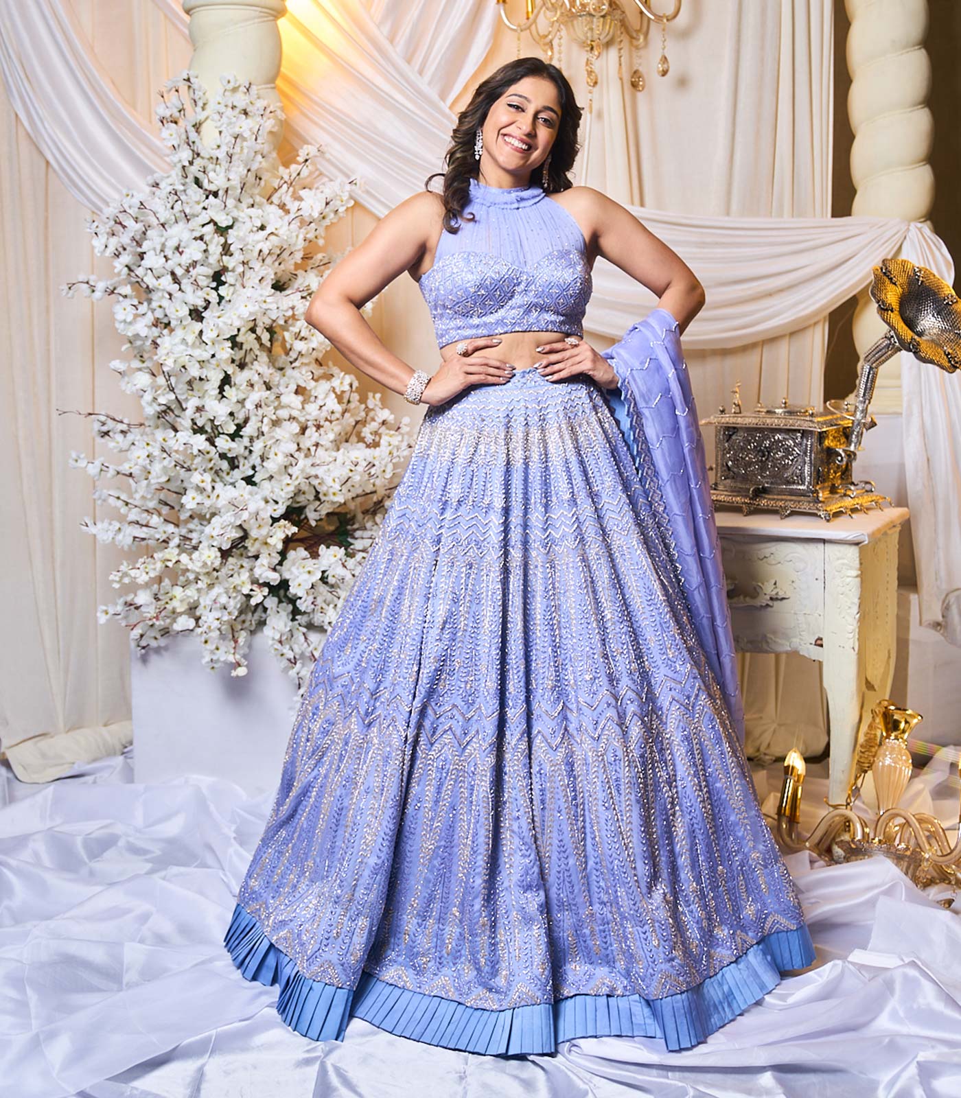 Periwinkle Blue Chevron Lehanga set