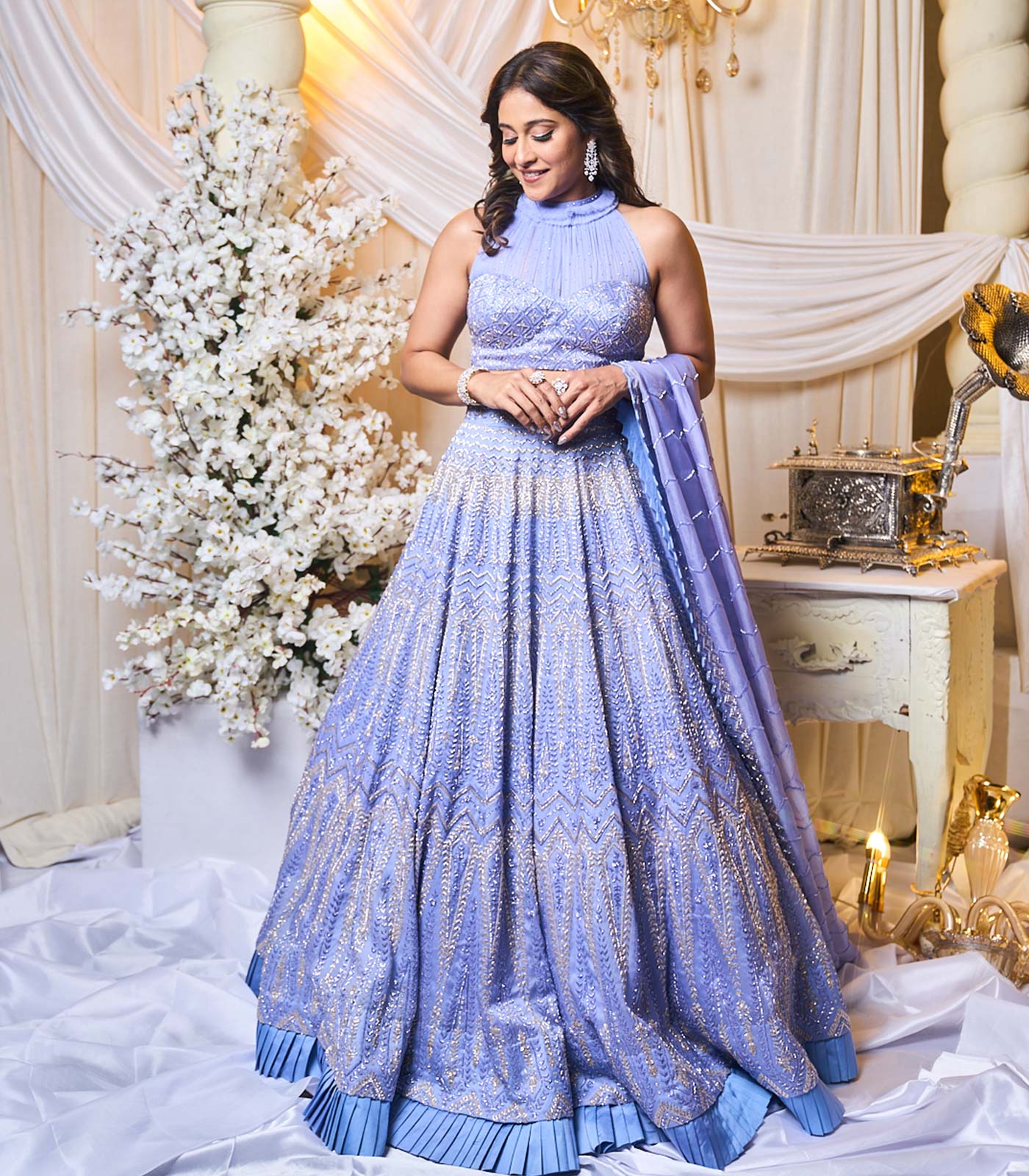 Periwinkle Blue Recital Lehanga set