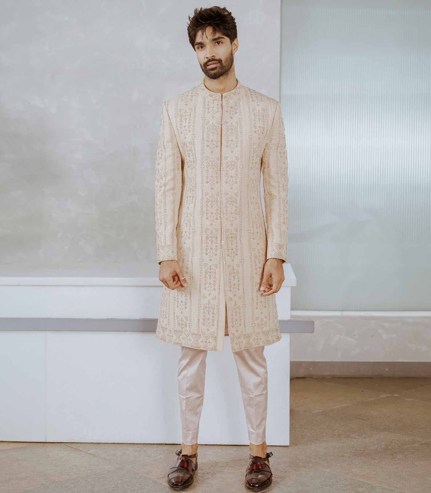 Sandalwood Mosaic Sherwani set