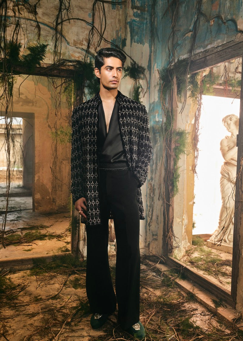 Shadow mosaic open jacket set