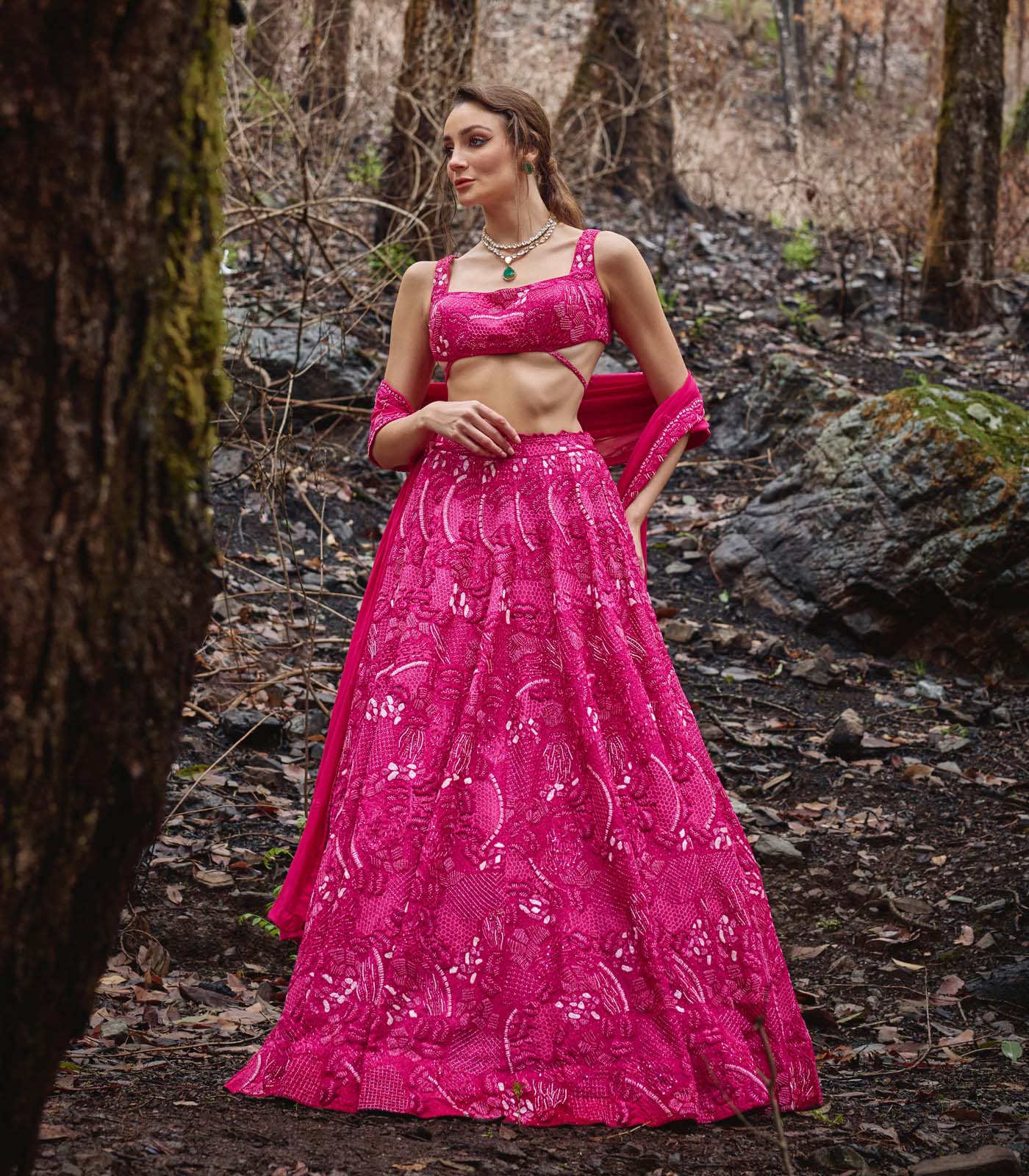 Electric Fuchsia Lehenga Set