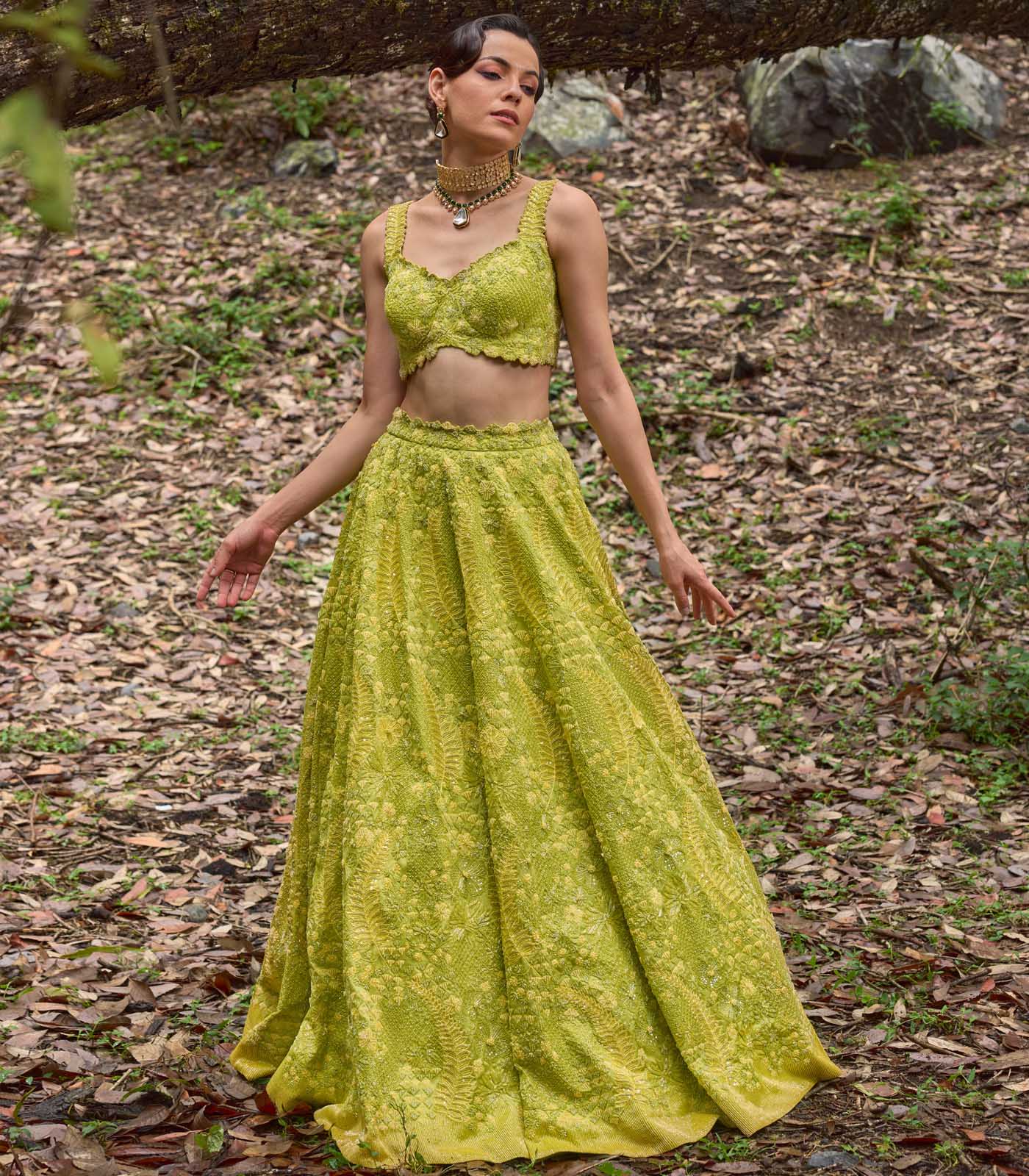 Moss Green Lehenga Set