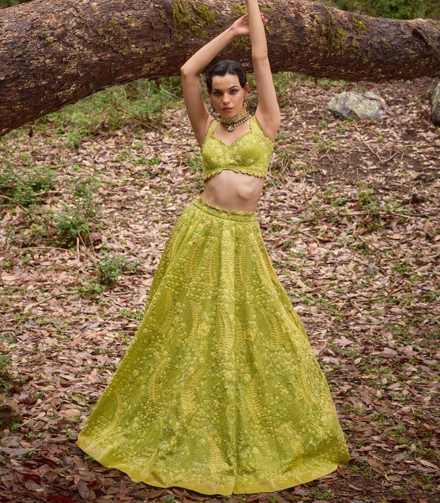 Moss Green Lehenga Set
