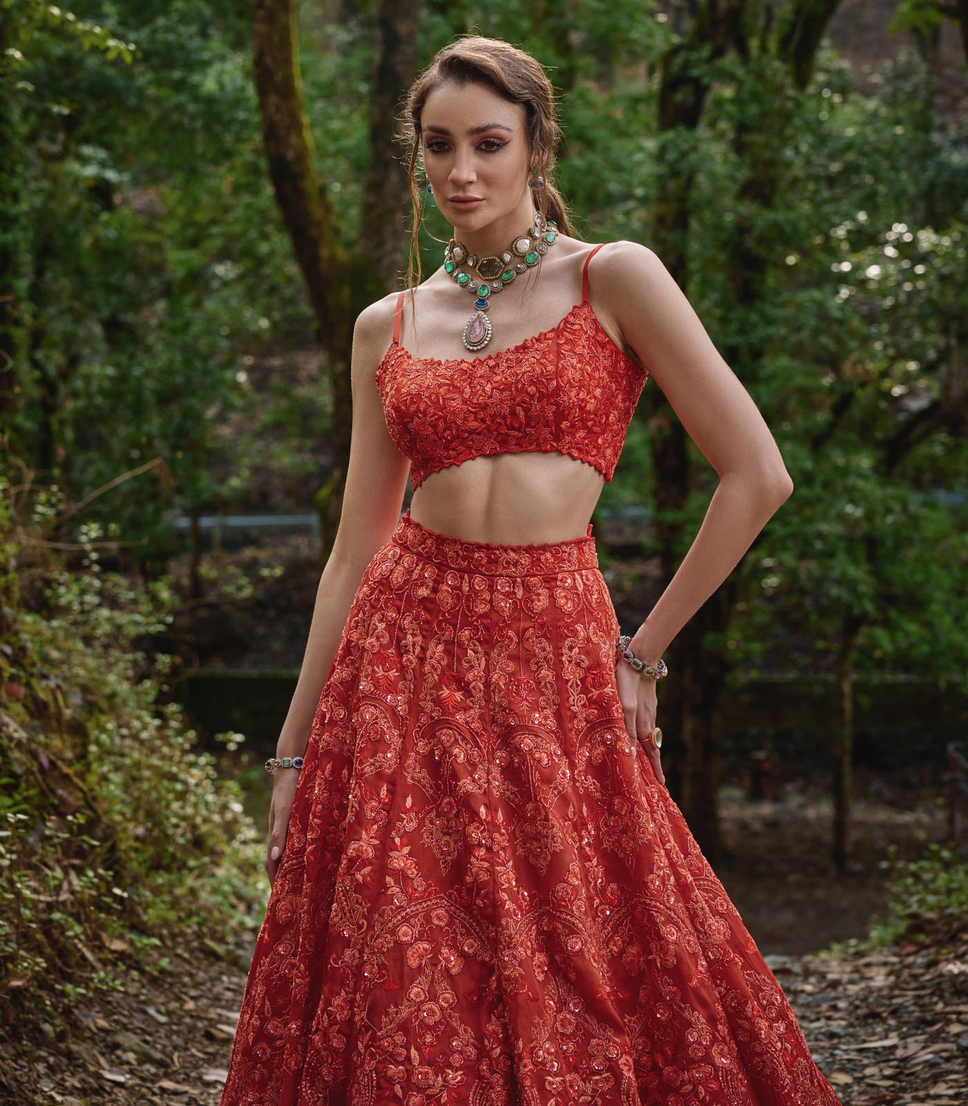 Scarlet Lehenga Set
