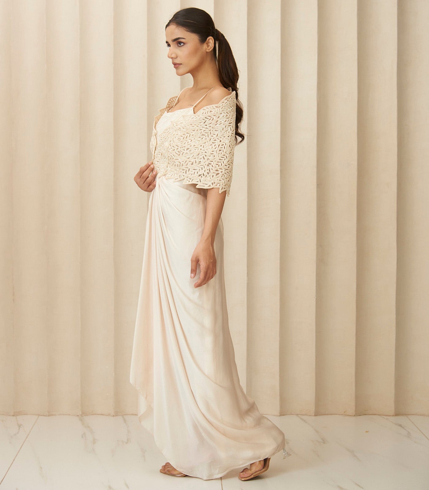 Ivory corseted gown set