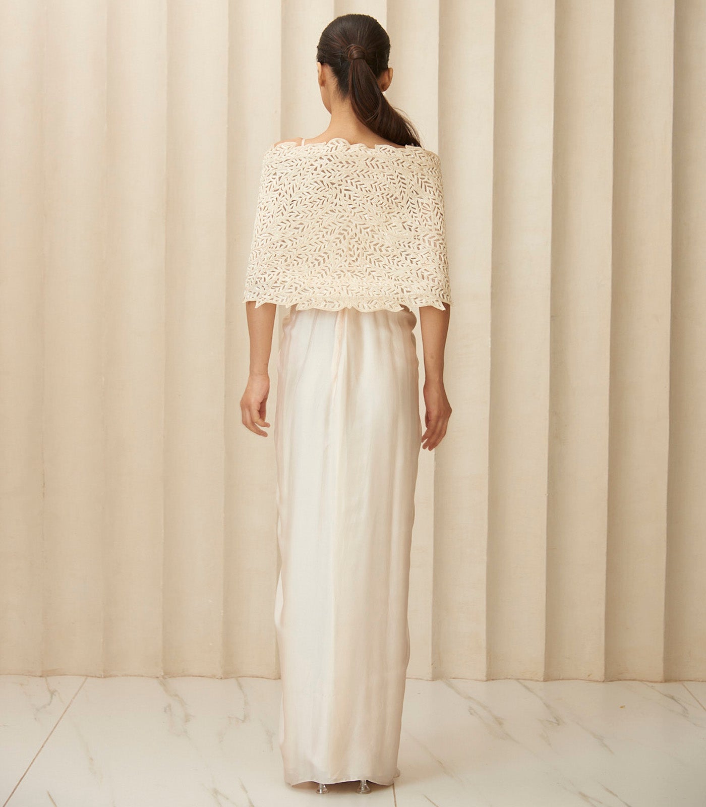 Ivory corseted gown set
